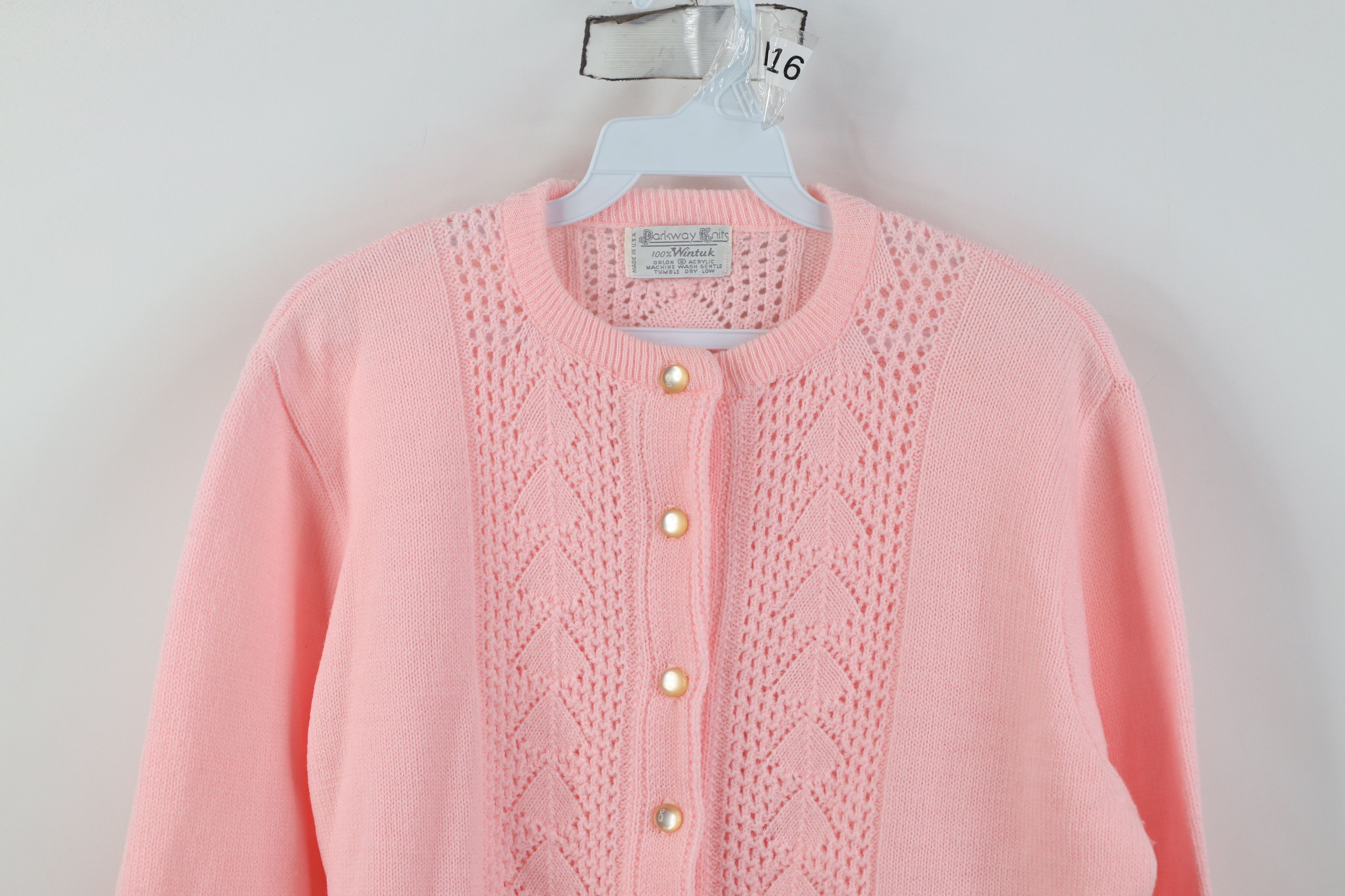 Vintage Vintage 50s 60s Streetwear Crochet Knit Cardigan Sweater USA Size M / US 6-8 / IT 42-44 - 2 Thumbnail