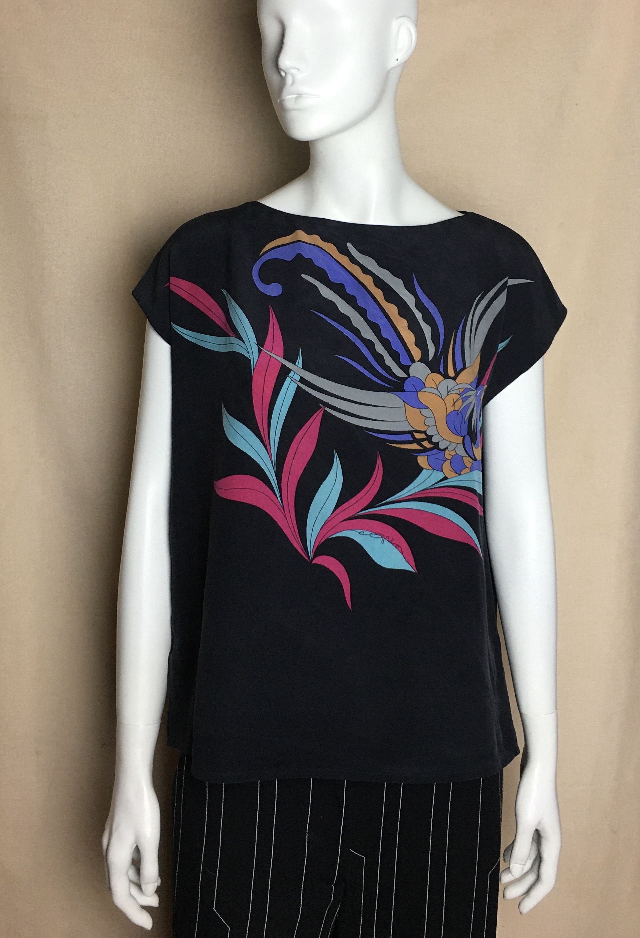 Vintage GRES Paris Vintage Silk Bird Print Top RARE Size M / US 6-8 / IT 42-44 - 2 Thumbnail