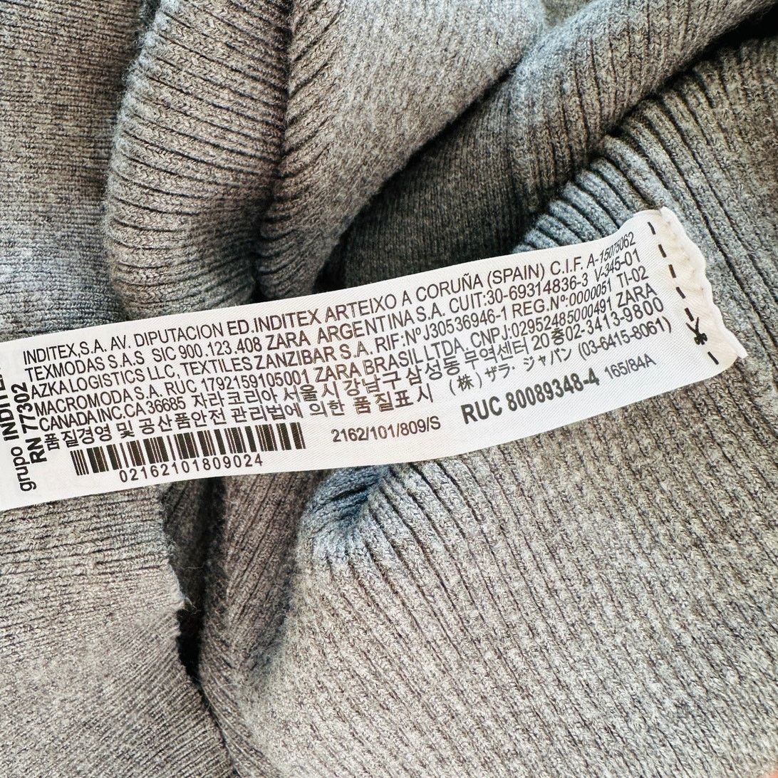 Zara Zara Gray Micro Rib VNeck Button Long Sleeve Crop Cardigan S Size S / US 4 / IT 40 - 8 Thumbnail