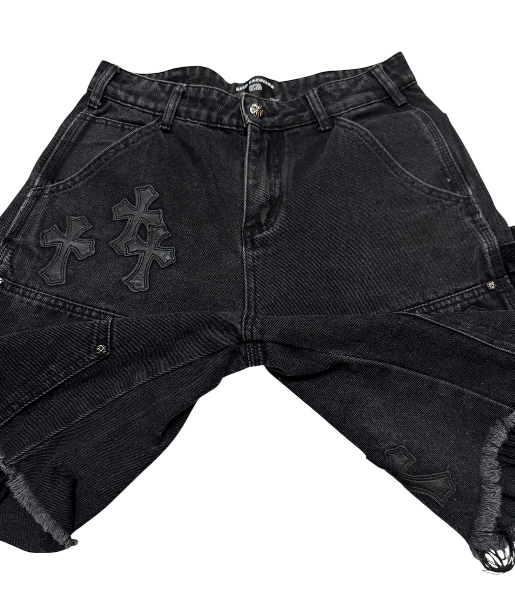 If Six Was Nine KB Cross Patches Chrome Hearts Style Shorts Carpenter Jeans Size US 29 - 5 Thumbnail