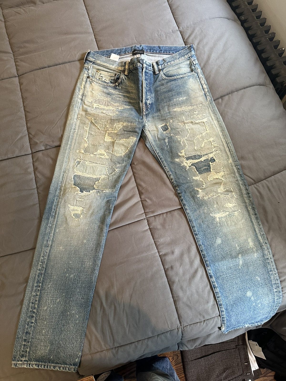 John Elliott Japanese Distressed + Repaired Boro Jeans Size US 31 - 1 Thumbnail