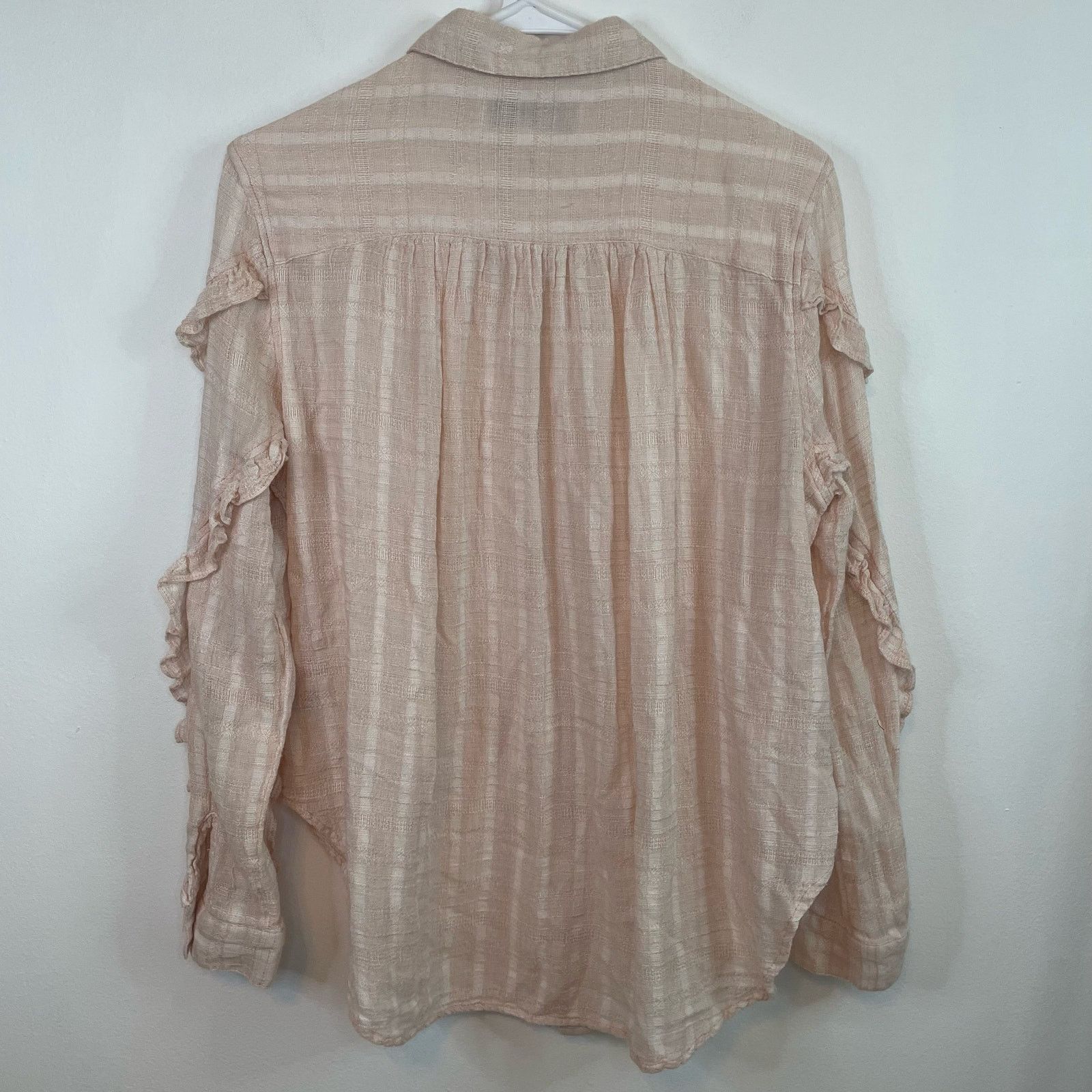 Vintage Havana Vintage Havana Pink Blouse M Women Ruffle Long Sleeve Button Size M / US 6-8 / IT 42-44 - 4 Thumbnail