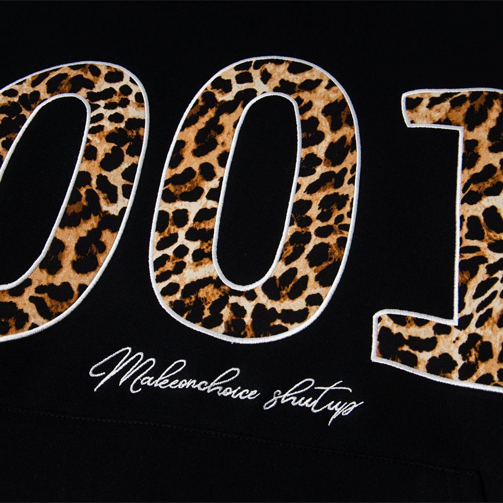 Vintage Casual men's loose embroidered leopard lettering hoodie Size US M / EU 48-50 / 2 - 4 Thumbnail