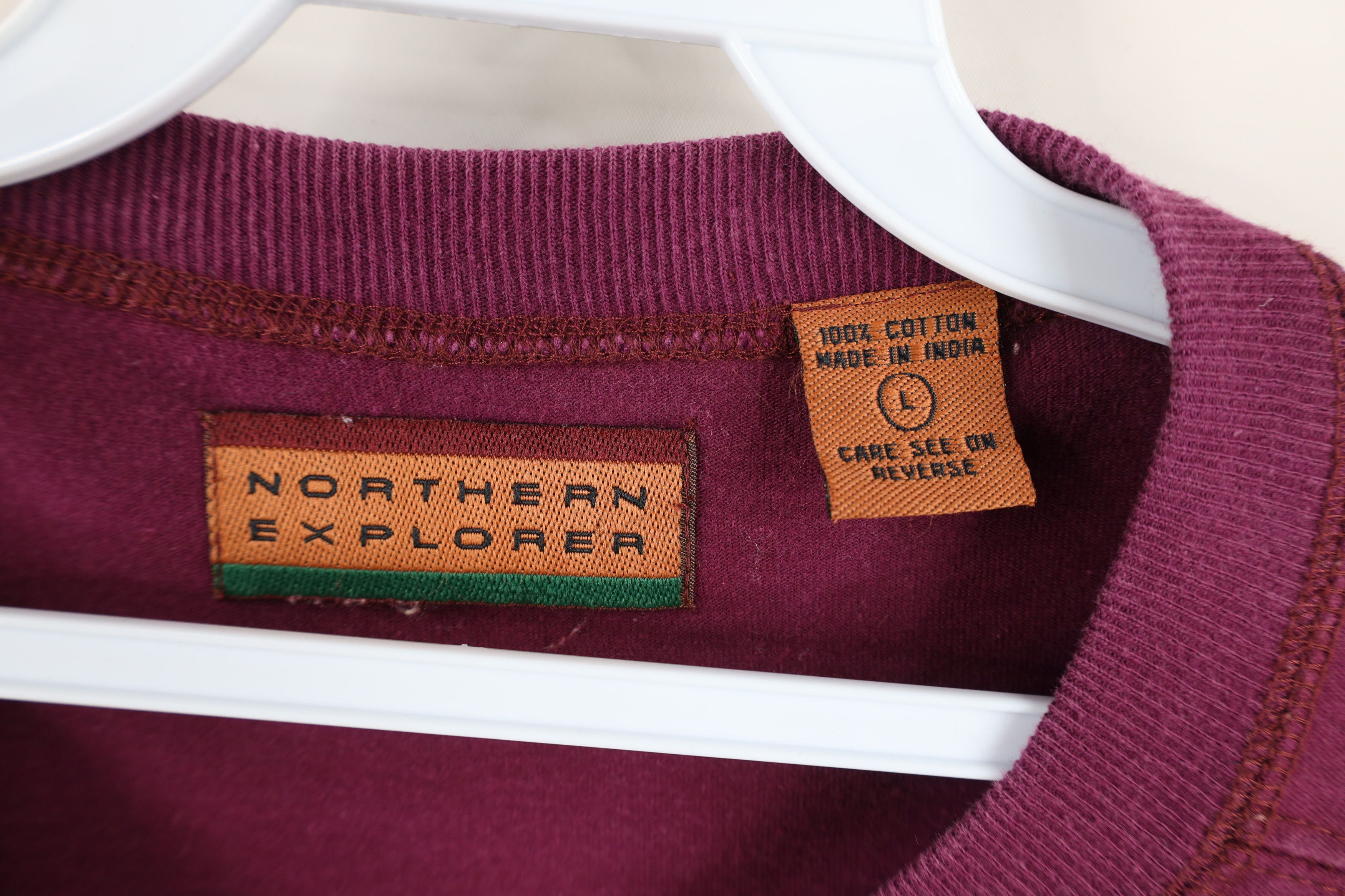 Vintage Vintage 90s Streetwear Blank Baggy Fit Henley T-Shirt Maroon Size US L / EU 52-54 / 3 - 6 Thumbnail