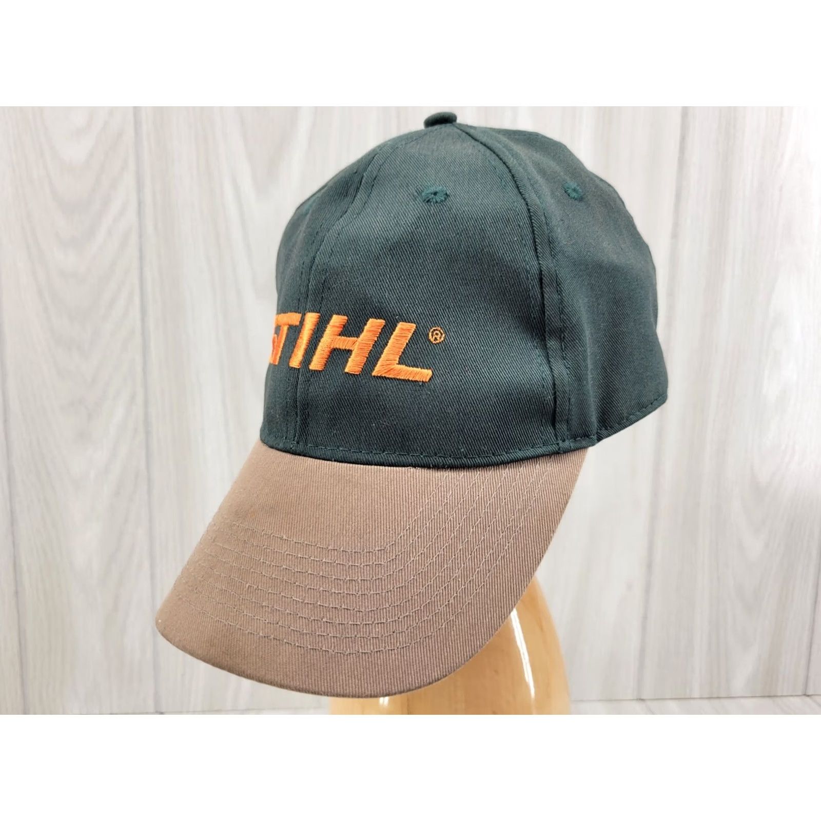 Logo 7 Stihl Cap Baseball Hat Outdoor Green With Orange Logo Mens Adjustible Twill Cotton Logo Baseball Cap Size ONE SIZE - 2 Thumbnail