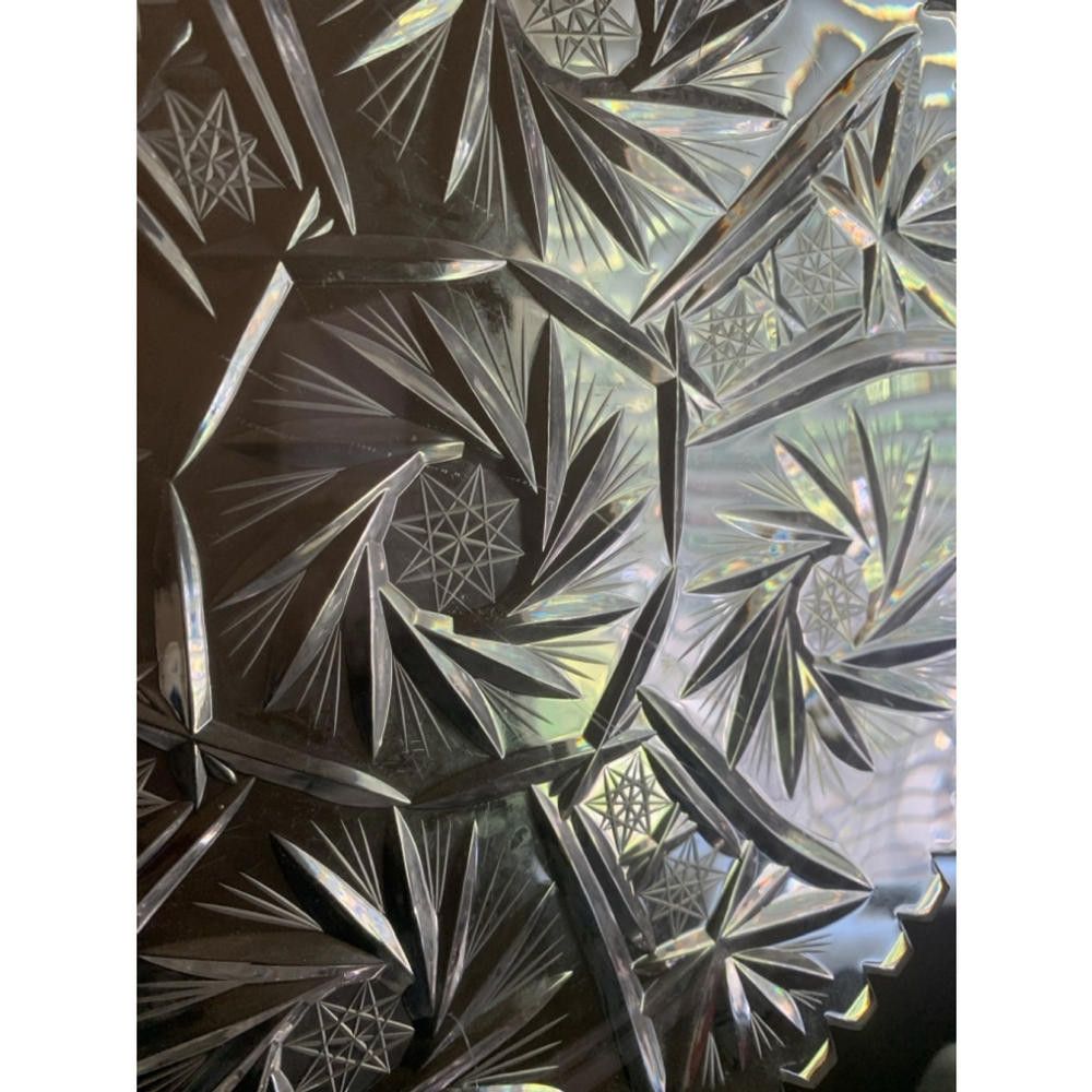 Designer Brilliant Cut Glass - Vintage Cut Crystal Platter Size ONE SIZE - 6 Thumbnail