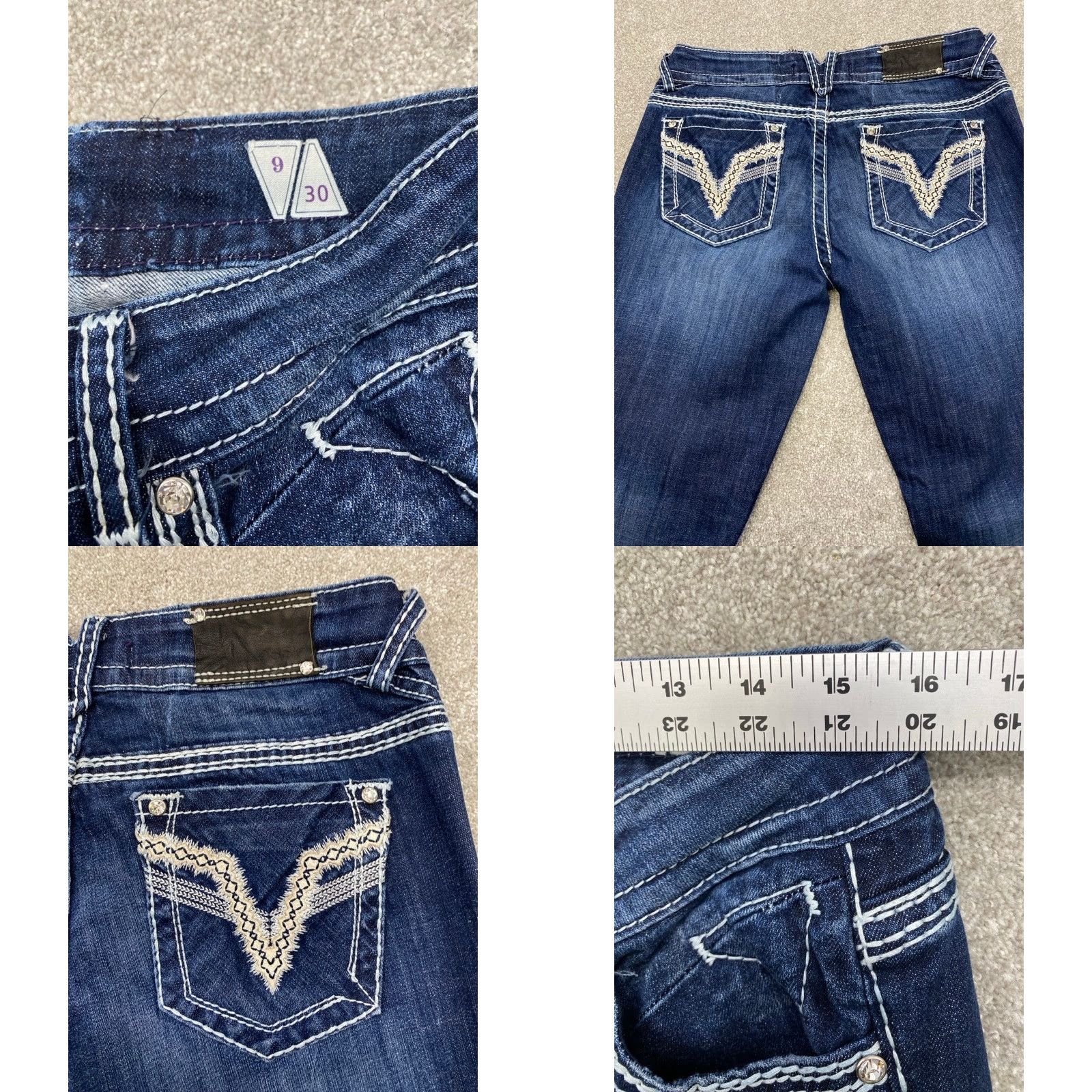 Vintage VIGOSS Jeans Women's Size 9 Blue Denim Bootcut Embroidered Whiskers 4461 Size 30" / US 8 / IT 44 - 8 Thumbnail