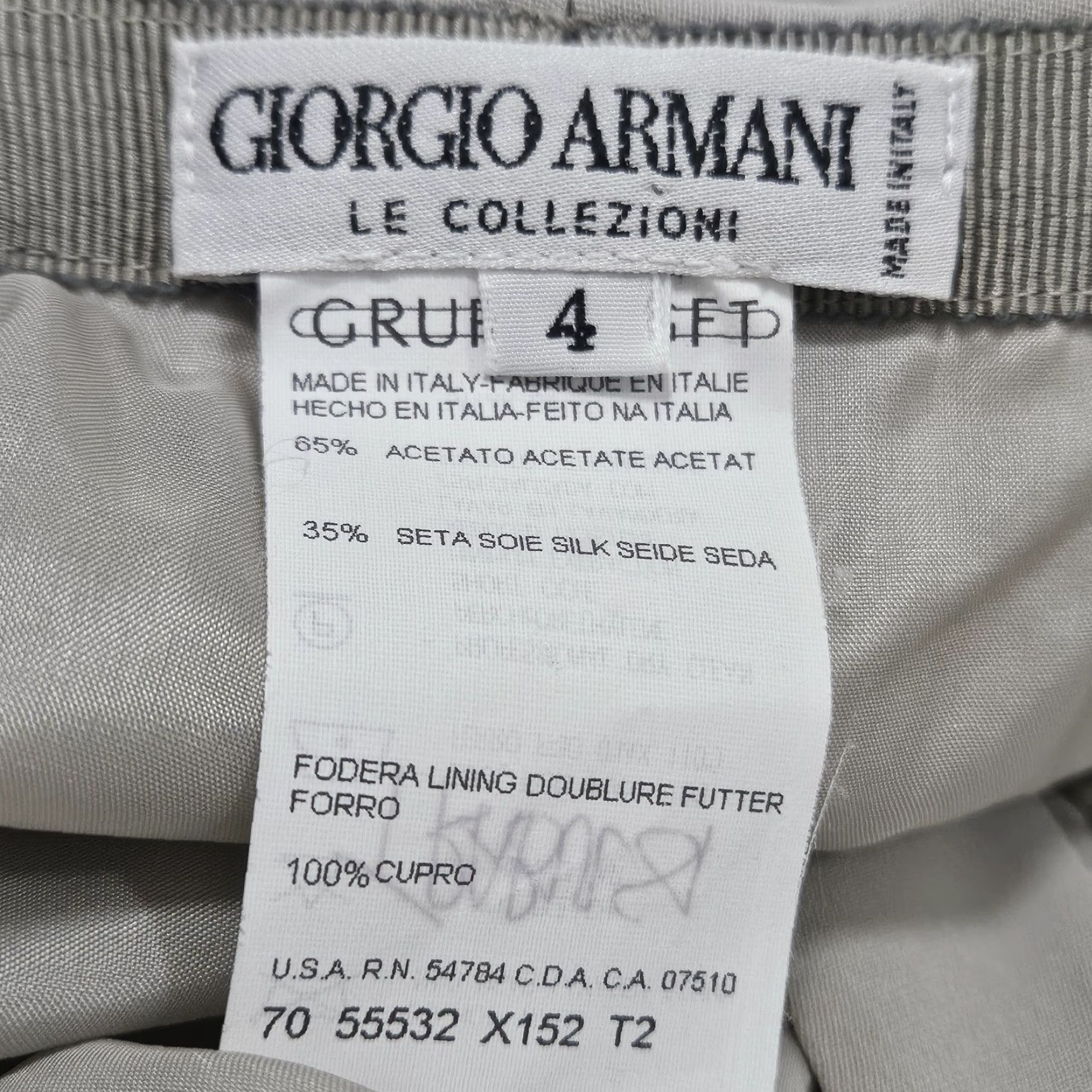 VINTAGE ARMANI Dress Pants Women 24 in 28 in Beige Silk Blend Lined Pockets 90s Italy 4