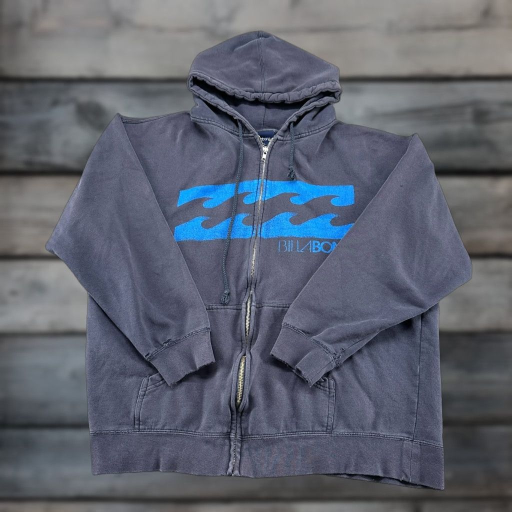 Billabong VINTAGE Billabong Hoodie Men XL Blue Full Zip Wave Surf Distressed Sun Faded 90s Mens Size US XL / EU 56 / 4 - 1 Thumbnail