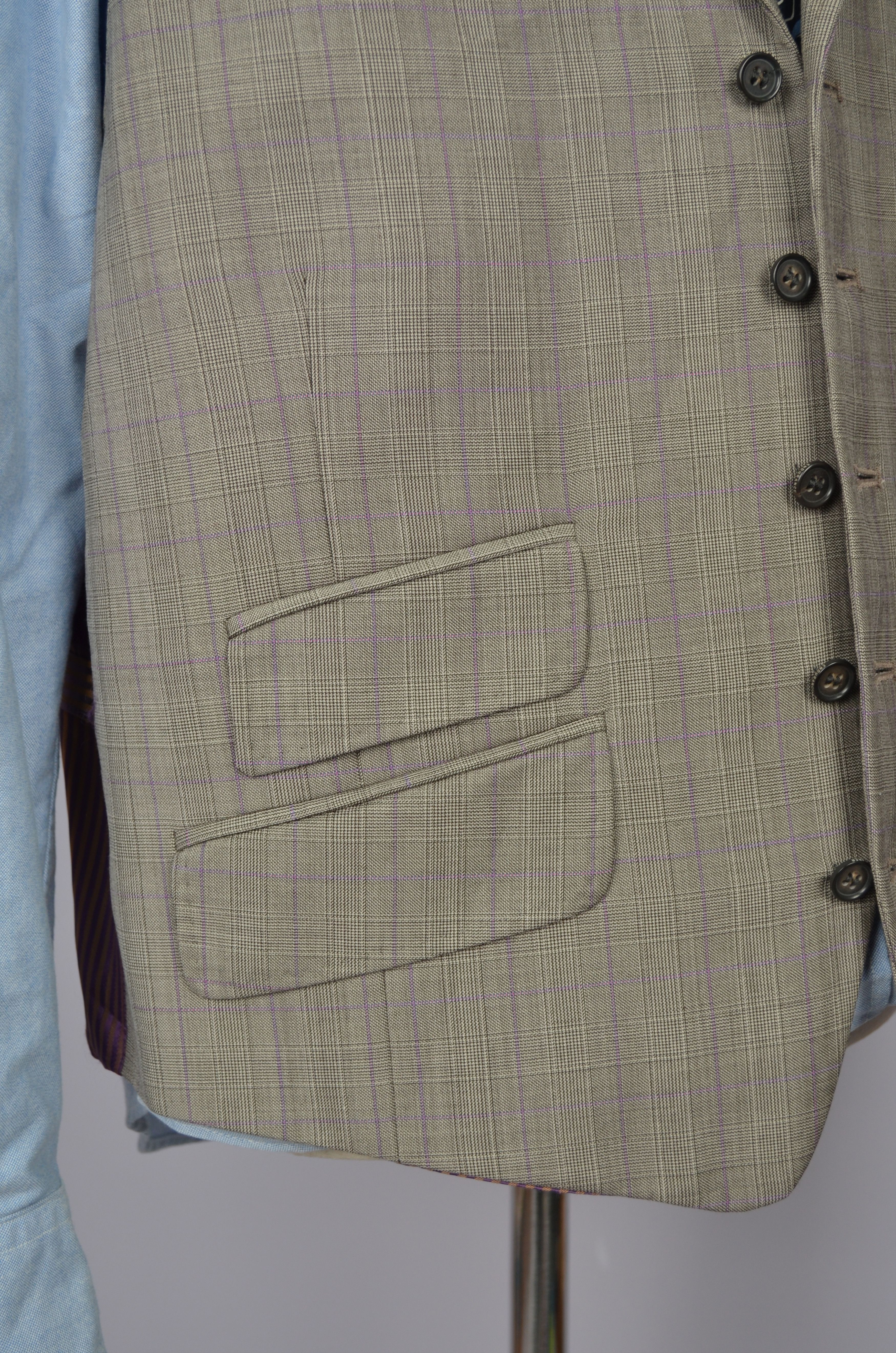 Designer × Ted Baker Ted Baker Endurance Striped Violet 3 Piece Wool Suit US 42 Size 42R - 12 Thumbnail