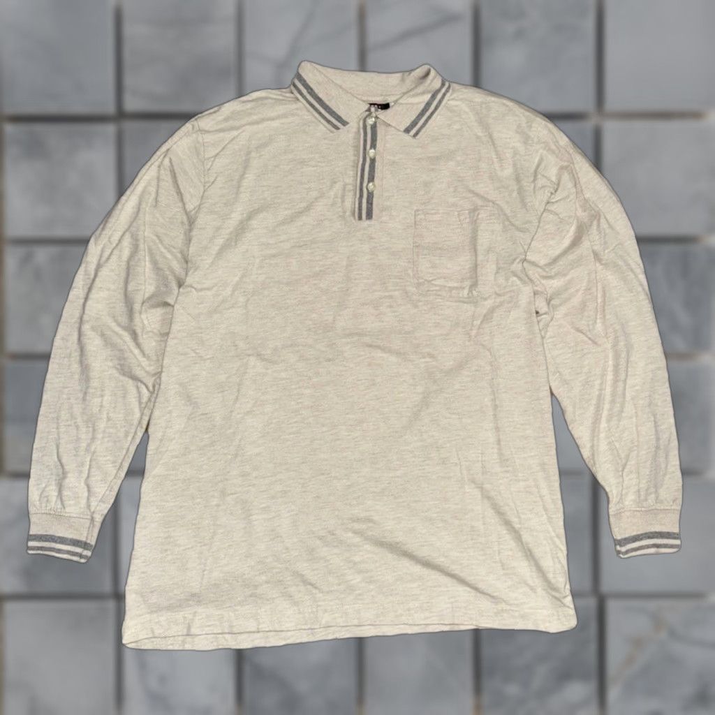 Faded Glory VINTAGE Faded Glory Rugby Polo Shirt Cream Men’s Medium Long Sleeve Preppy Size US M / EU 48-50 / 2 - 1 Thumbnail