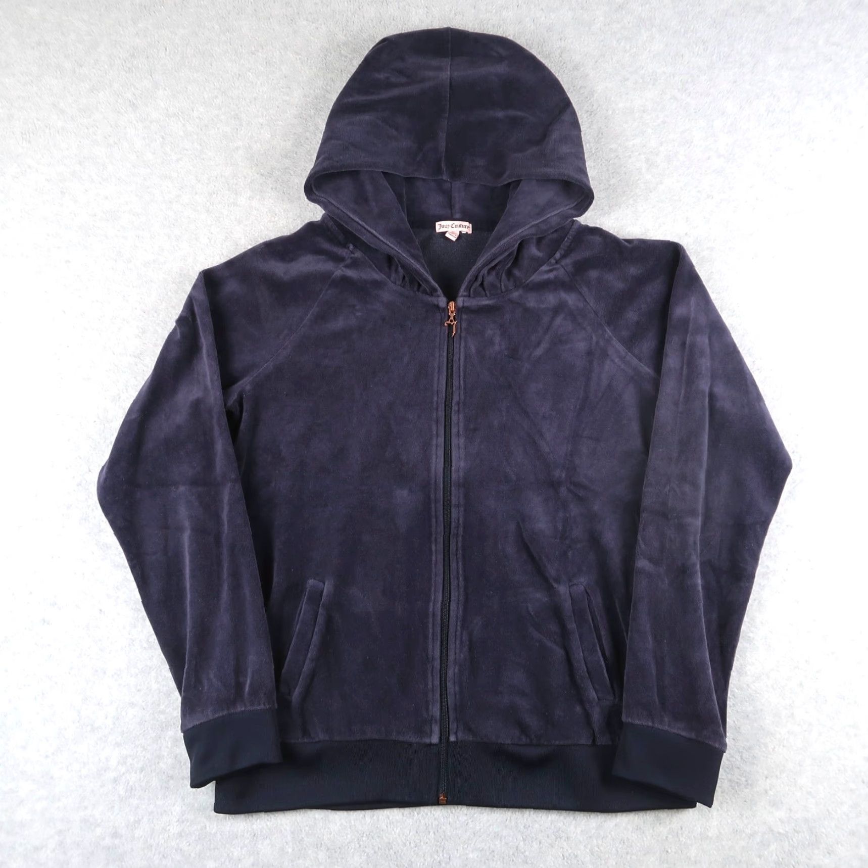 Juicy Couture Juicy Couture Hoodie Womens L Blue Velour Zip Up Logo Embellish Size L / US 10 / IT 46 - 2 Thumbnail