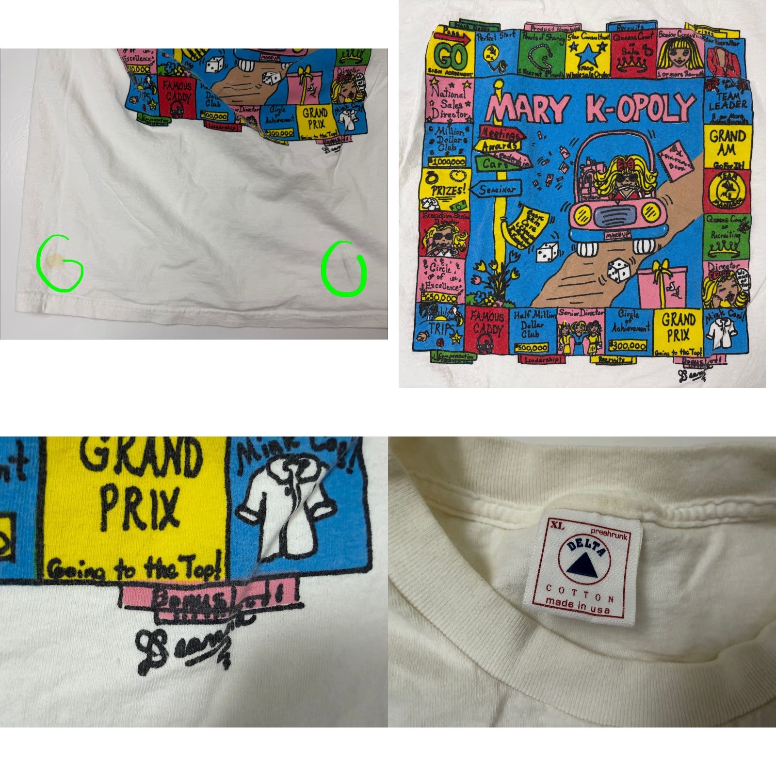 Delta VINTAGE Mary K-Opoly T-Shirt 90s XL Unisex Adults White Cotton Graphic Print Shirt Mens Womens Size US XL / EU 56 / 4 - 8 Thumbnail