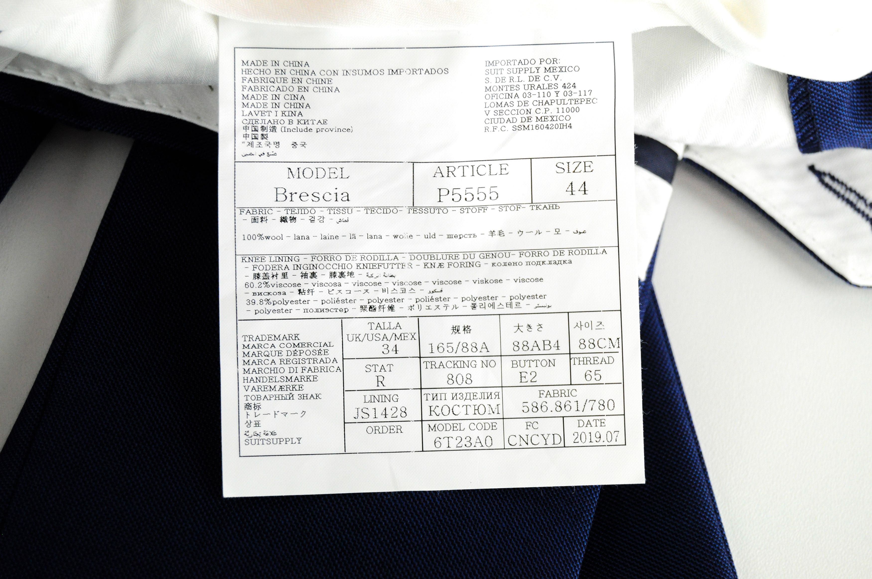 Suitsupply LAZIO UK34R Slim Blue Wool Suit 55321 Size 34R - 13 Thumbnail