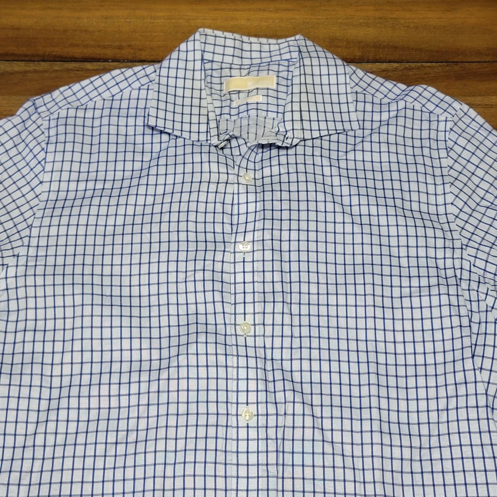 Michael Kors Michael Kors LS Blue Squares Full Button Shirt - 17 34/35 Size US XXL / EU 58 / 5 - 2 Thumbnail