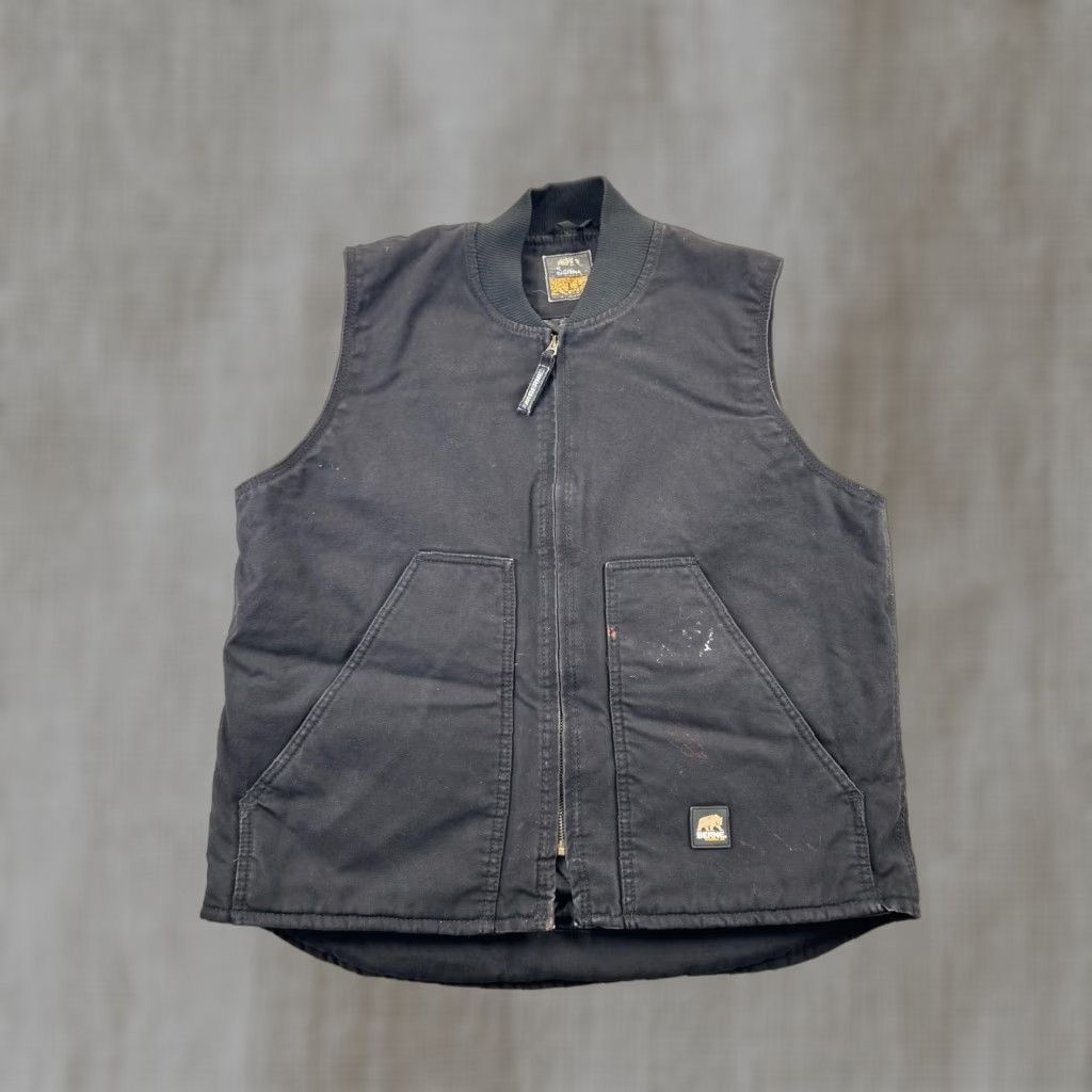 Vintage Berne Vest Mens L Black Canvas Quilted Insulated Full Zip Workwear Outdoor Size US L / EU 52-54 / 3 - 1 Thumbnail