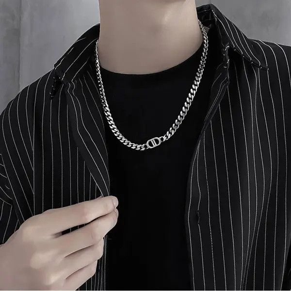 Jewelry Men's Silver Choker Chain Necklace Size ONE SIZE - 8 Thumbnail