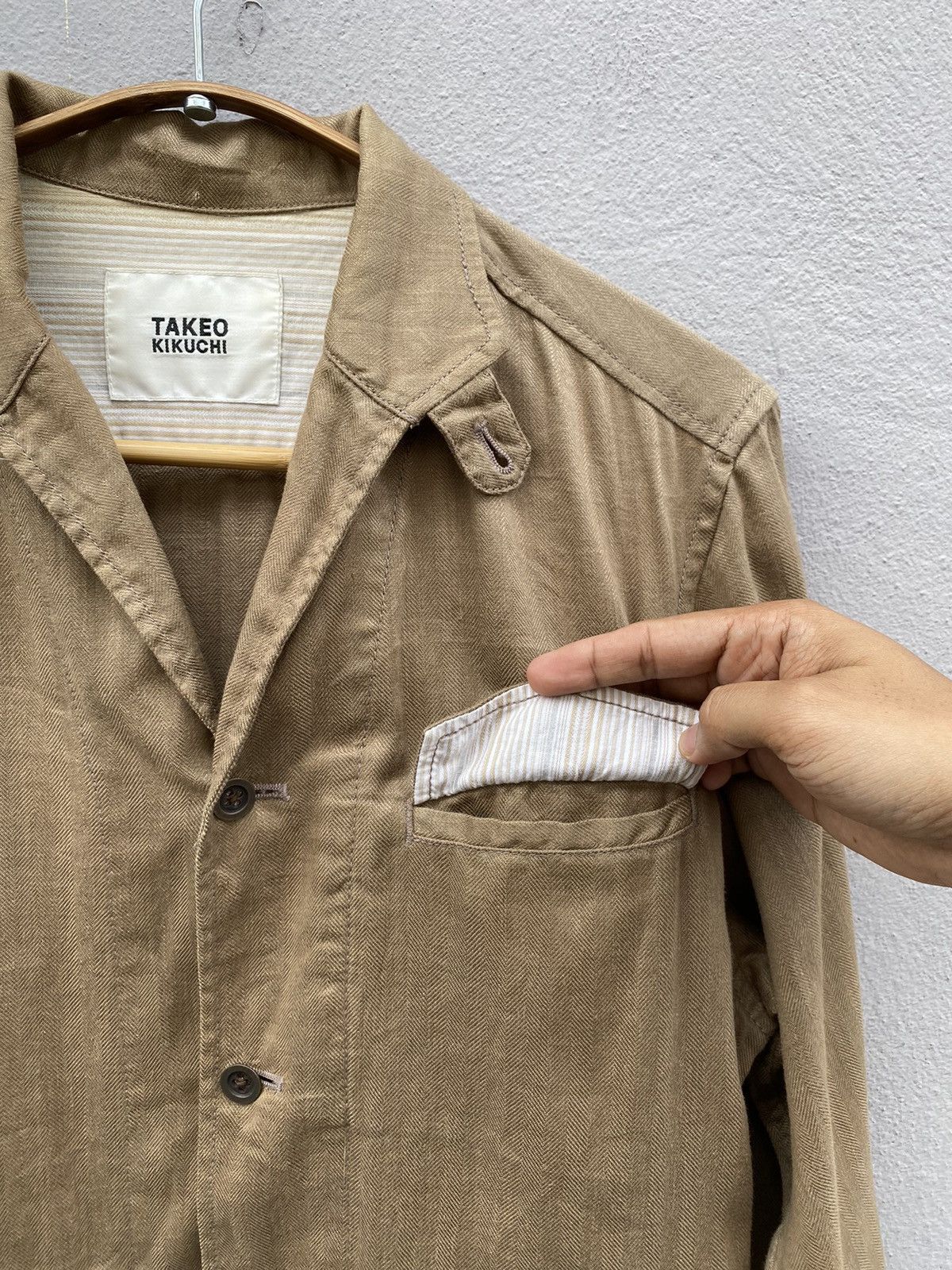 Japanese Brand × Takeo Kikuchi × Vintage 🔥RARE🔥 Vtg Japanese Designer Takeo Kikuchi Herringbone Shirt Size US M / EU 48-50 / 2 - 4 Thumbnail
