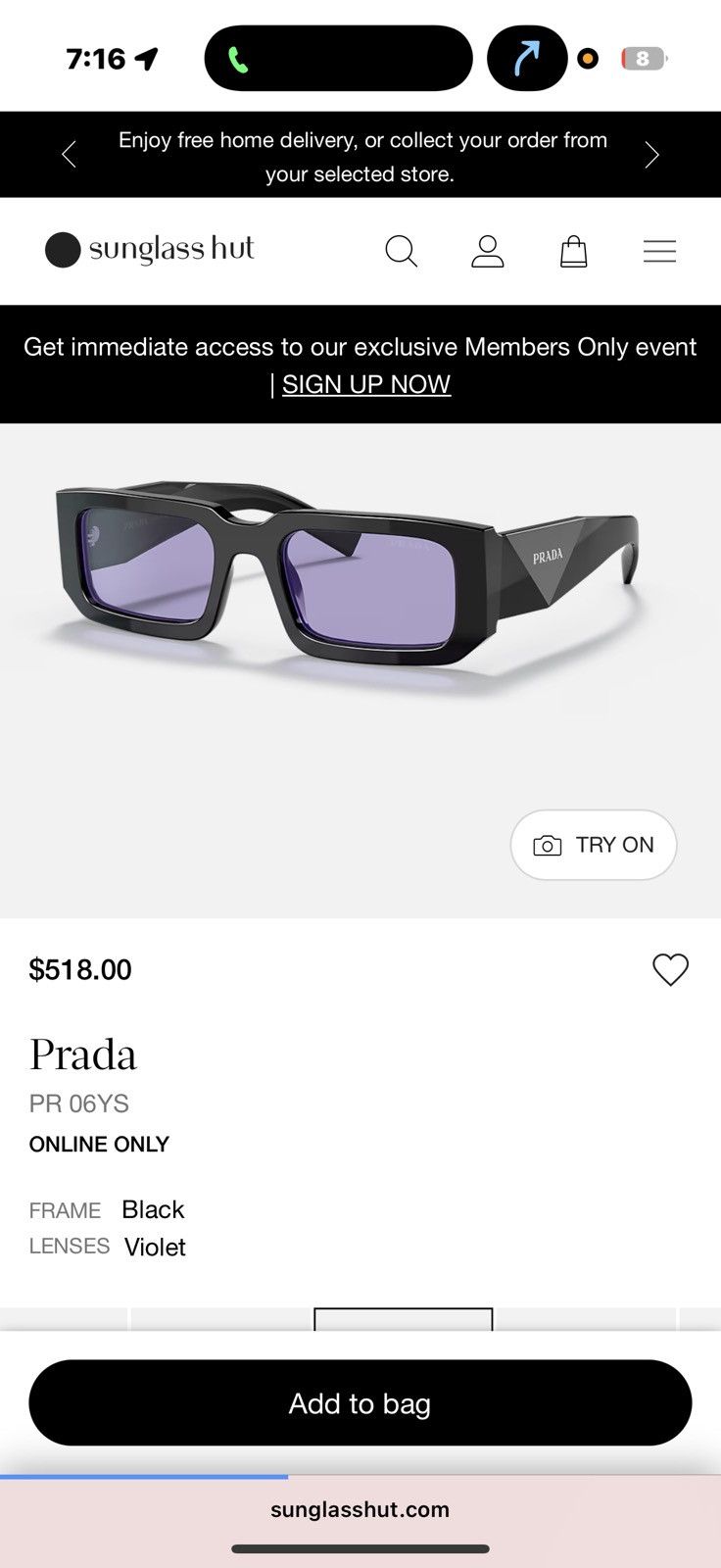 Prada Prada PR 06YS Size ONE SIZE - 1 Thumbnail