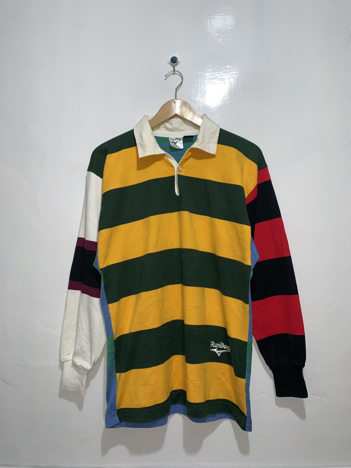 Mizuno Mizuno RunBird Vintage Polo Rugby Different Lines Size US L / EU 52-54 / 3 - 3 Thumbnail