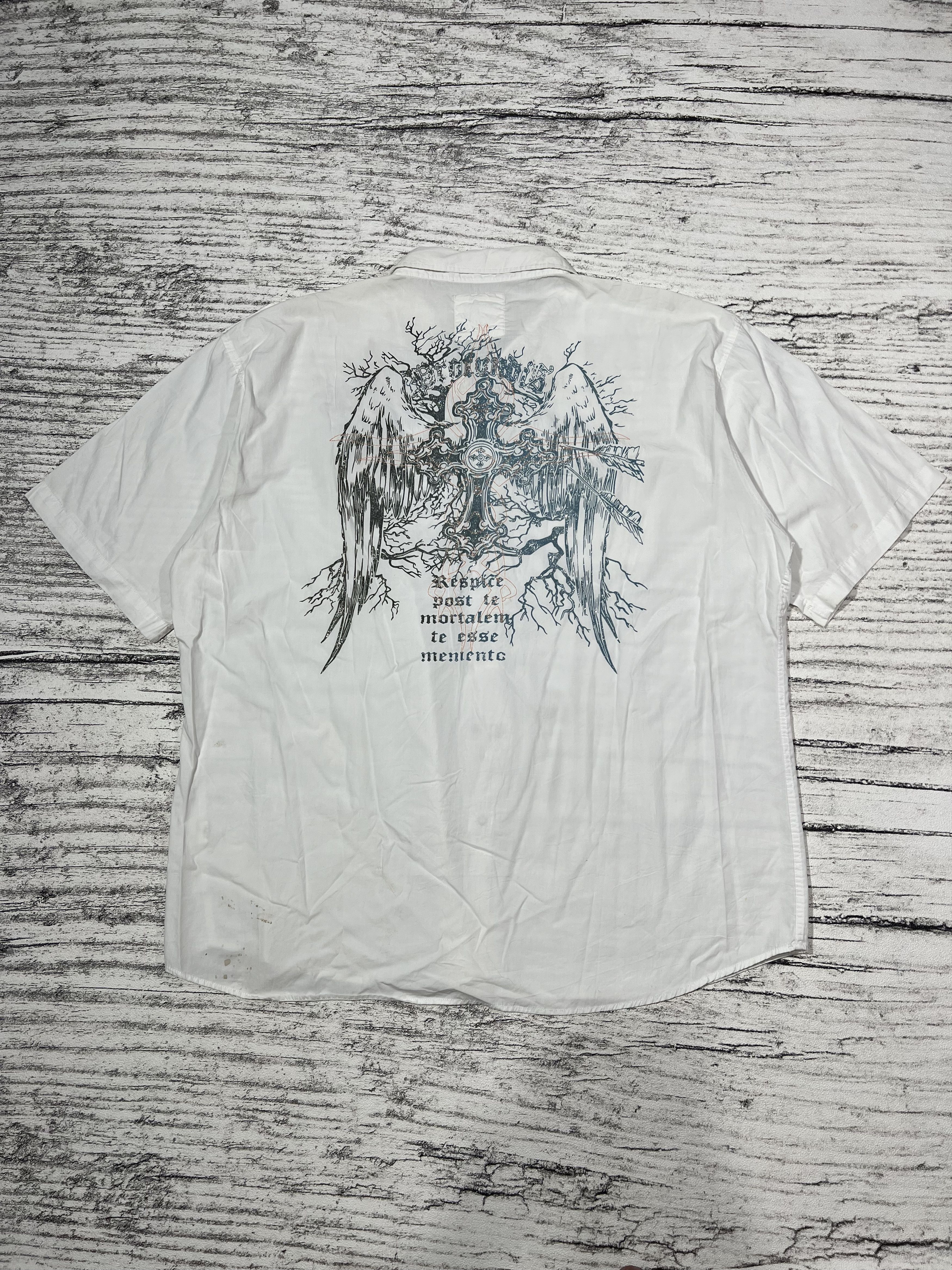 Japanese Brand 2000s Hysteric Cross Poem Print Shirt y2k Lgb Ifsixwasnine Size US XL / EU 56 / 4 - 1 Thumbnail