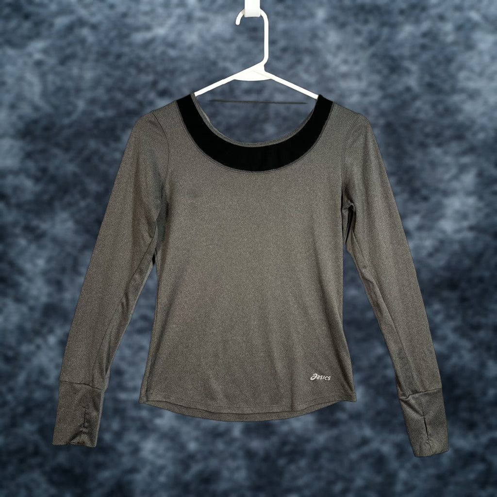 Asics VINTAGE ASICS Running Shirt Womens XS Gray Long Sleeve Thumb Hole Size XS / US 0-2 / IT 36-38 - 1 Thumbnail
