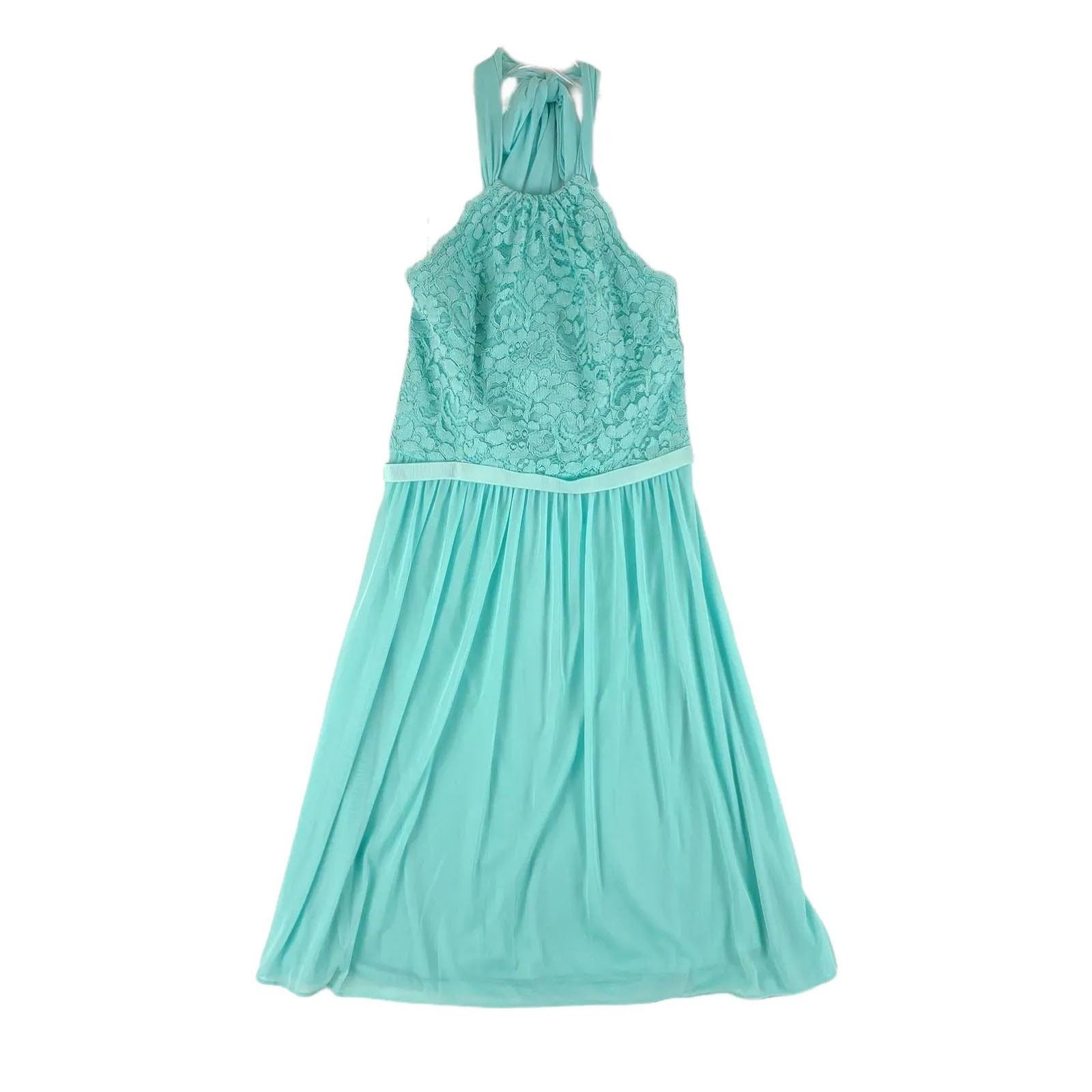 Other David's Bridal Aqua Short Lace Mesh Dress Halter Neckline Size M / US 6-8 / IT 42-44 - 7 Thumbnail
