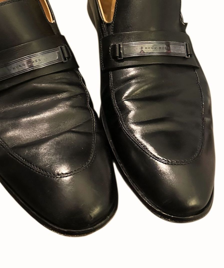 Hugo Boss Hugo Boss Black Leather Bit Loafers Men’s 12 Made In Italy Size US 12 / EU 45 - 10 Thumbnail