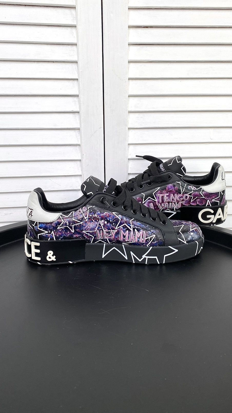Dolce & Gabbana × Vintage Dolce & Gabbana Mixed Star Print Portofino Custom Sneakers Size US 7 / IT 37 - 20 Thumbnail