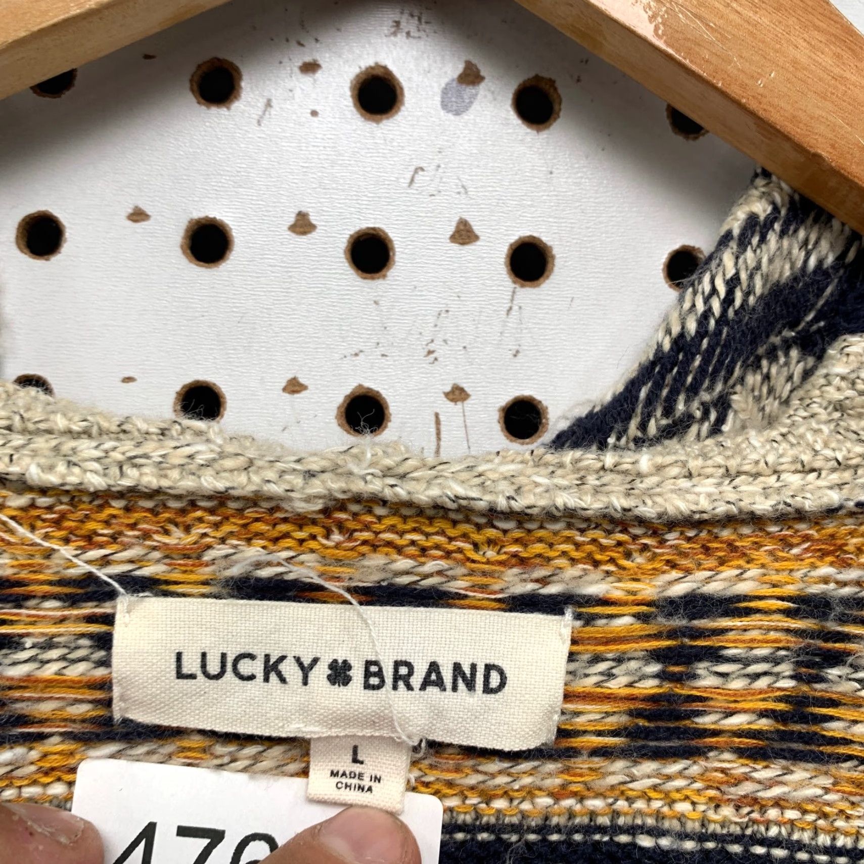 Lucky Brand Lucky Brand Aztec Cardigan Sweater Womens Large Beige Cotton Blend Size L / US 10 / IT 46 - 3 Thumbnail