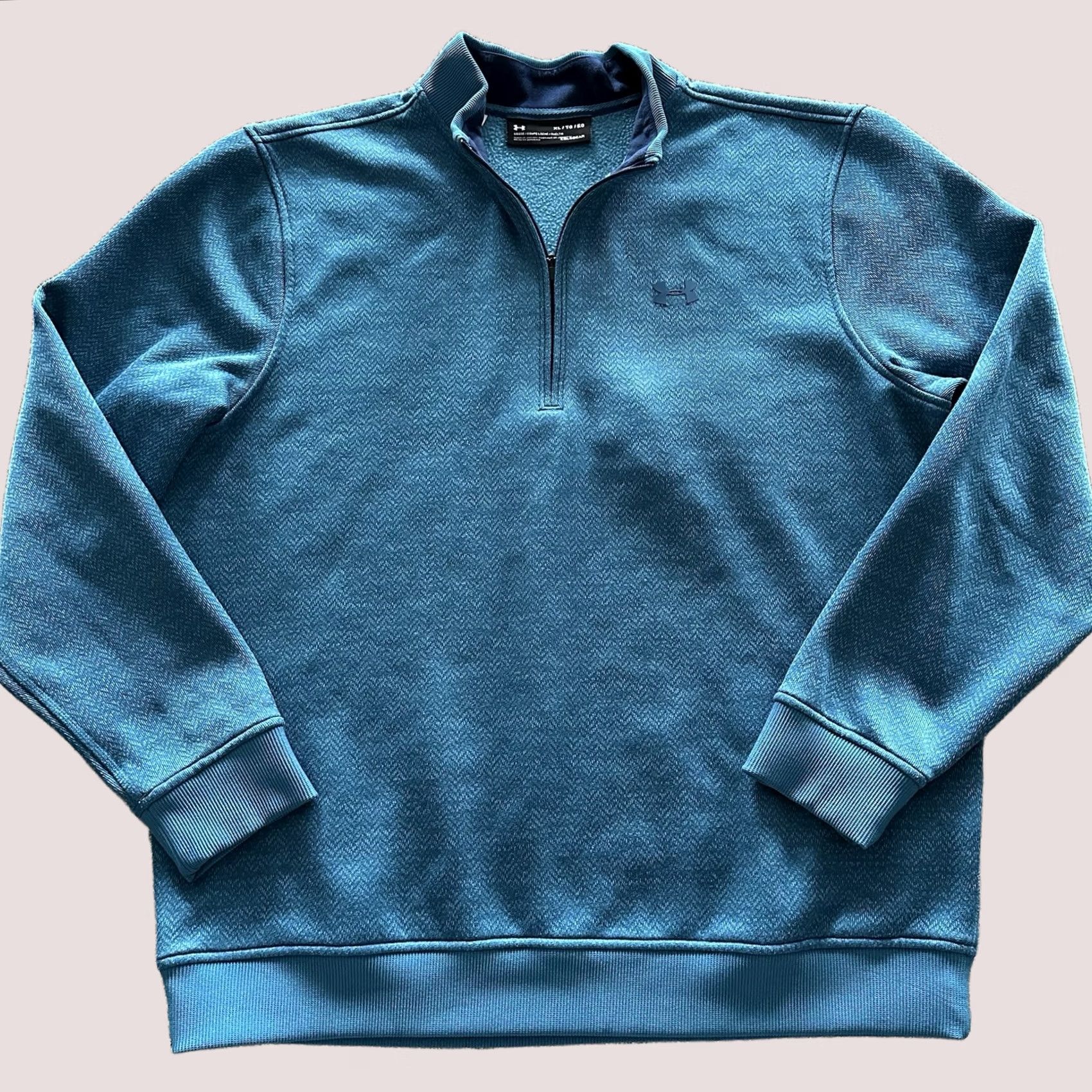 Under Armour Under Armour Cold Gear Pullover 1/4 Zip Sweater Men XL Teal Blue CrossFit Gym Running Casual Winter Fall Spring Mock Neck Stand-Up Zip Size US XL / EU 56 / 4 - 1 Thumbnail