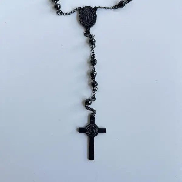 VIBE y2k 2000s black rosary bead necklace Size ONE SIZE - 8 Thumbnail