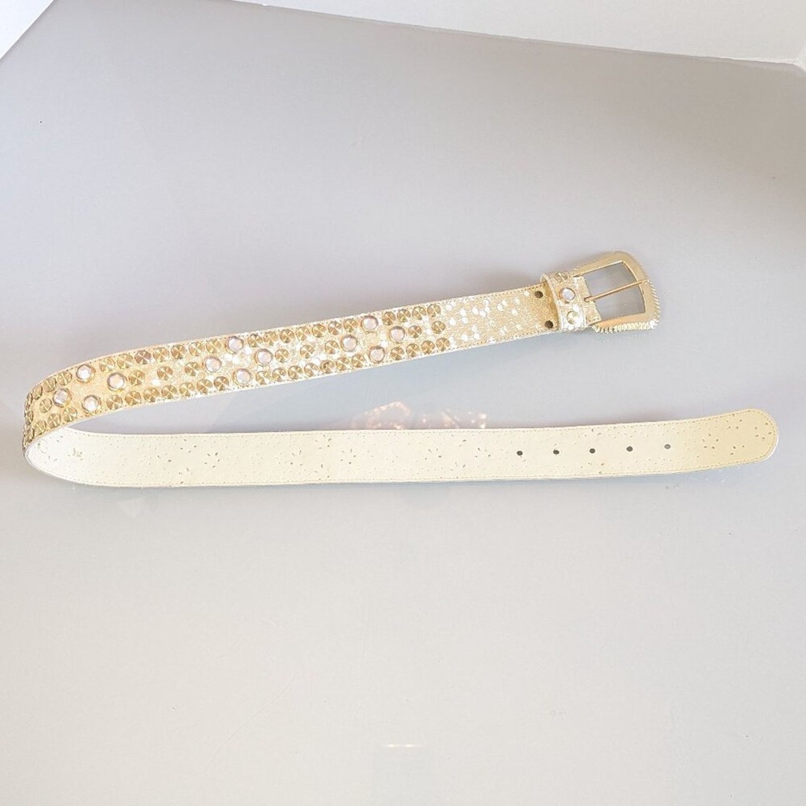 Vintage The Icing Vintage 90's Gold Studded Belt Metallic Rhinestone Size ONE SIZE - 6 Thumbnail