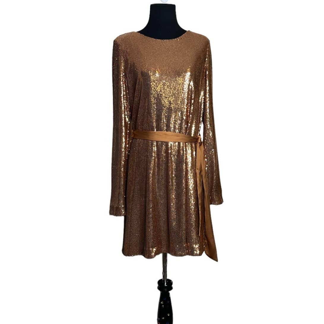 Ramy Brook Ramy Brook Hallie Gold Sequin Belted Mini Dress size S Size S / US 4 / IT 40 - 14 Thumbnail