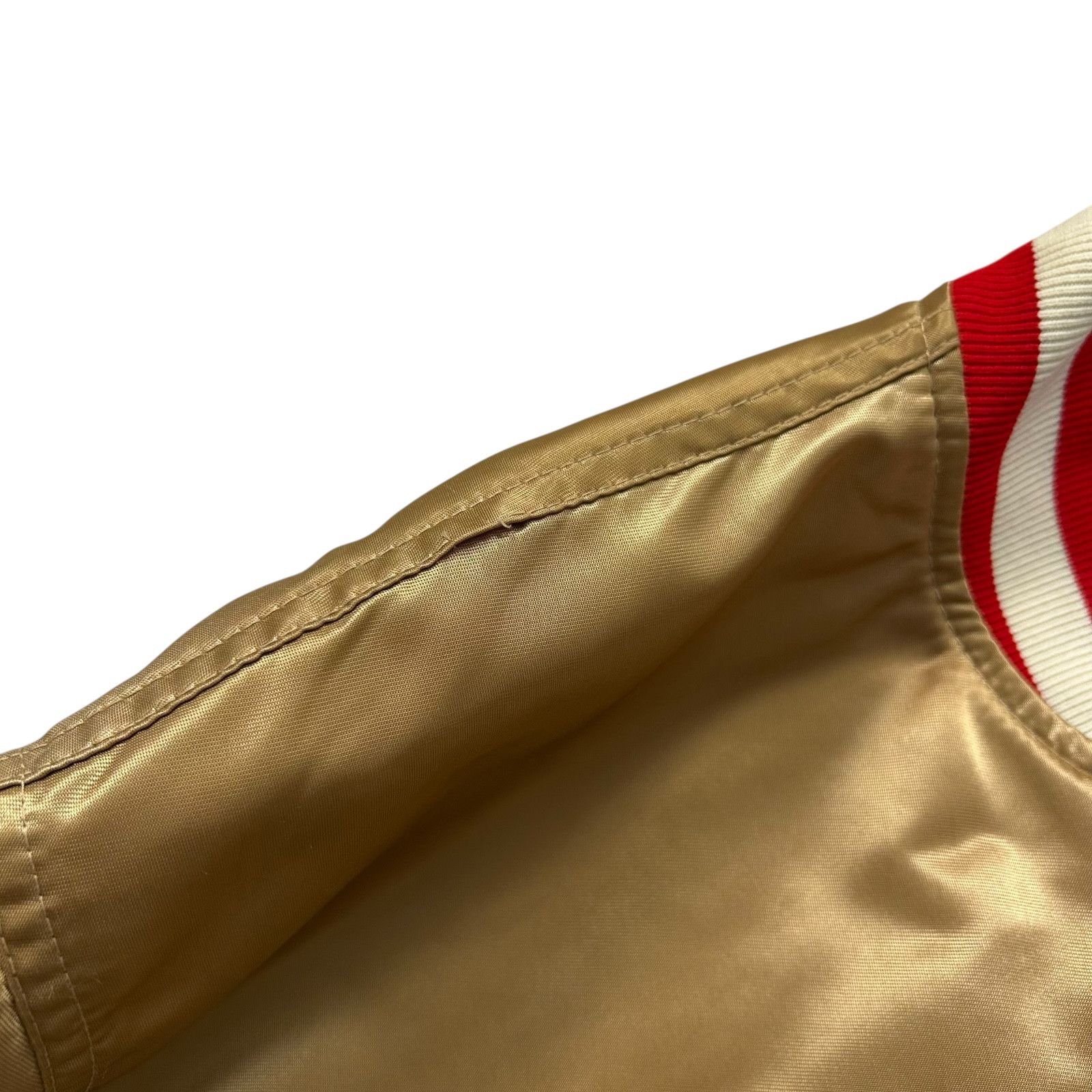 NFL × Starter × Vintage 90s SAN FRANCISCO 49ERS SATIN BOMBER JACKET SPELL OUT Size US L / EU 52-54 / 3 - 8 Thumbnail