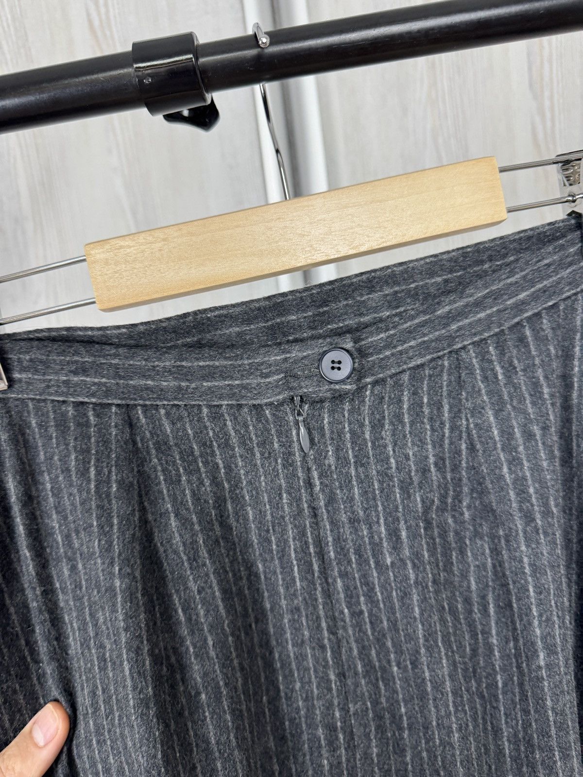 Vintage × Yves Saint Laurent 90s Vintage Yves Saint Laurent Variation Striped Wool Skirt Size 28" / US 6 / IT 42 - 6 Thumbnail