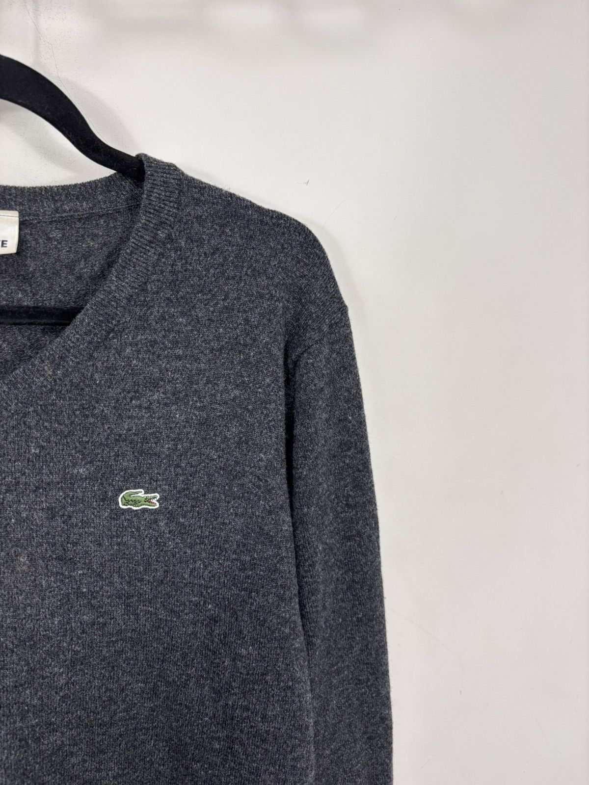Lacoste Vintage Lacoste Men’s Dark Charcoal Grey Wool V-Neck Sweater Size US M / EU 48-50 / 2 - 3 Thumbnail