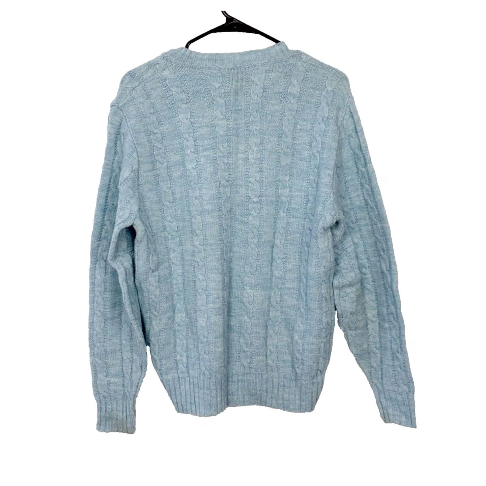 Jantzen VINTAGE Jantzen Blue Cable Knit V-Neck Sweater Mens Medium 1970s Size US M / EU 48-50 / 2 - 3 Thumbnail