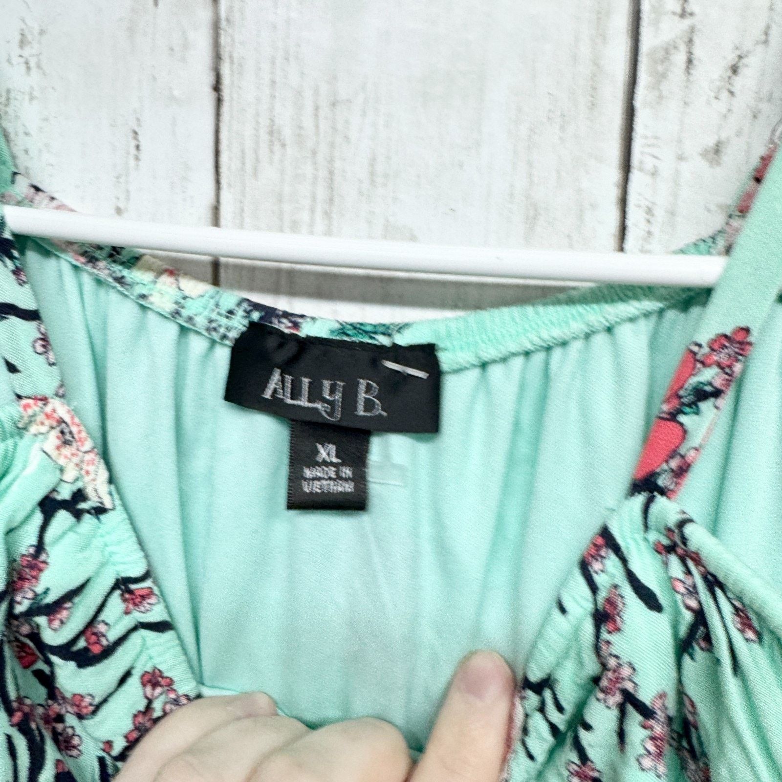 Other Ally B. Romper Size XL Off Shoulder Long Sleeve Teal Floral Size 34" / US 12 / IT 48 - 3 Thumbnail