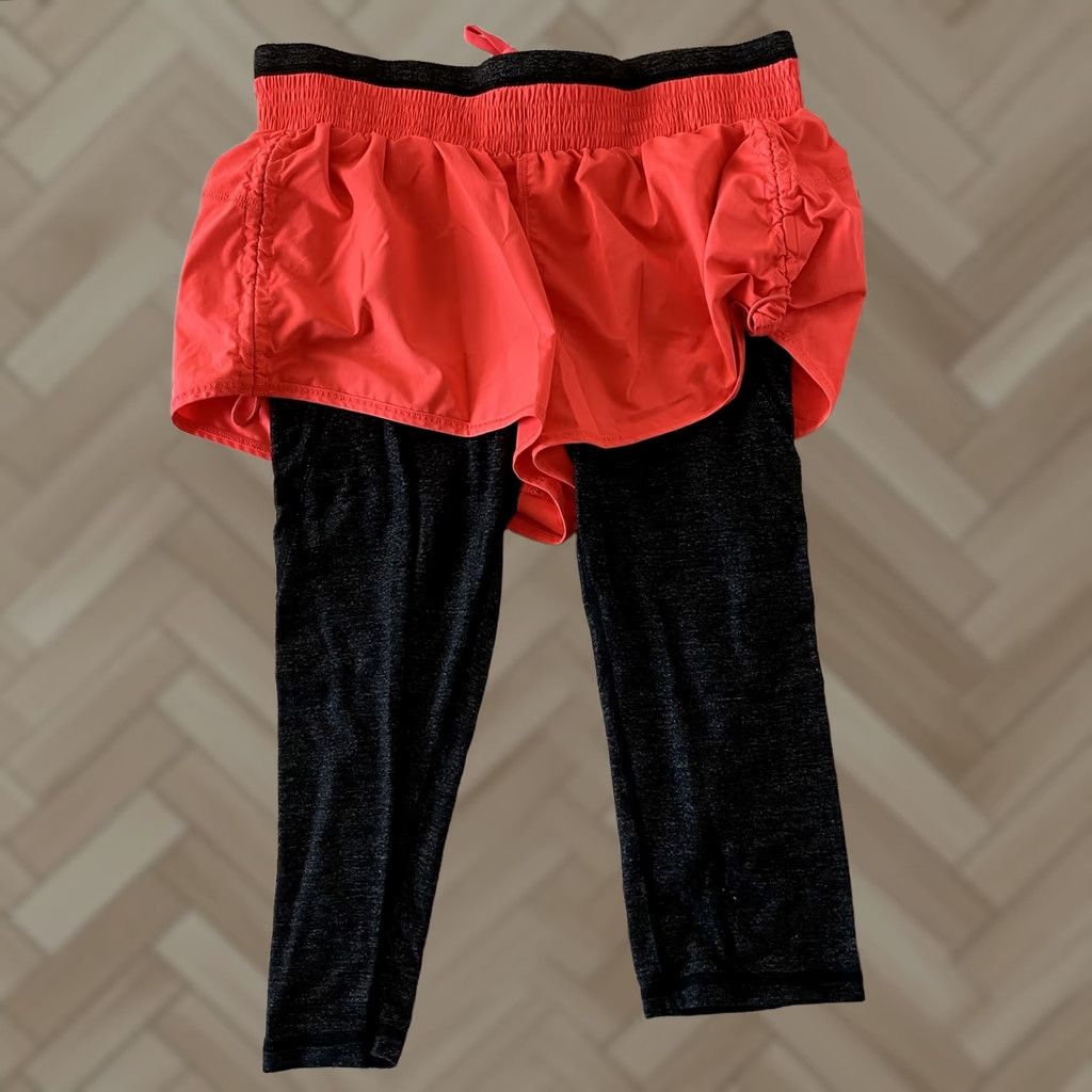 Athleta Athleta Cropped Athletic Pants With Built In Shorts Women's Small Orange Pink Pants Women's S Orange Pink Athletic Cropped Activewear Size 28" / US 6 / IT 42 - 1 Thumbnail