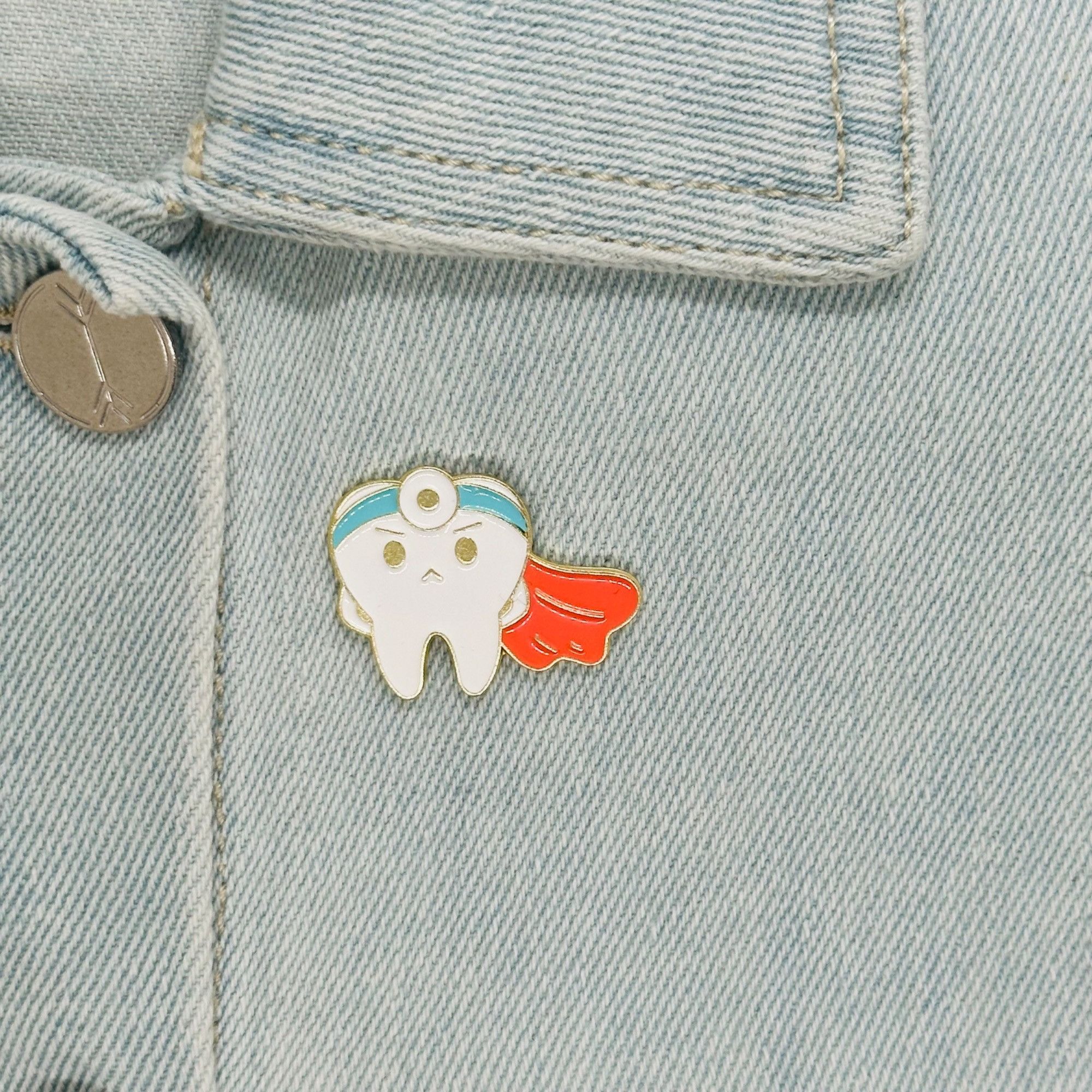 Other ⭐ Enamel Pin Superhero Dentist Tooth Badge Tooth Dental Heal Size ONE SIZE - 1 Thumbnail