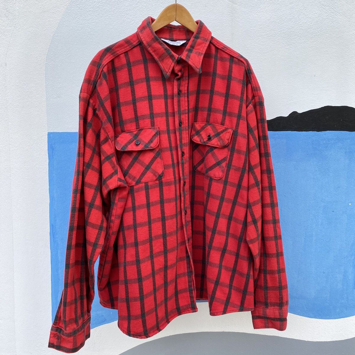FiveBrother × Vintage FIVE BROTHER Red & Black Plaid Long-Sleeve Shirt. Size US XXL / EU 58 / 5 - 18 Thumbnail