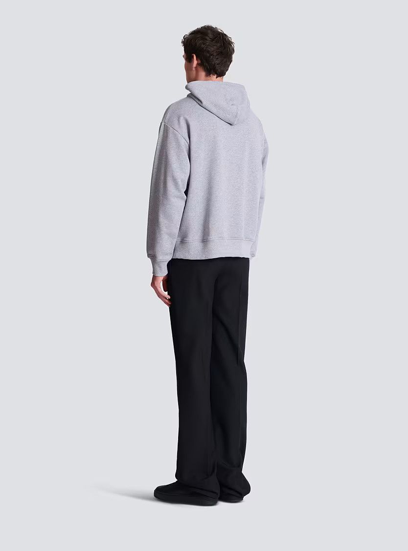 Balmain o1s1wg110126 Printed Cotton Hoodie in Grey Size US L / EU 52-54 / 3 - 7 Thumbnail