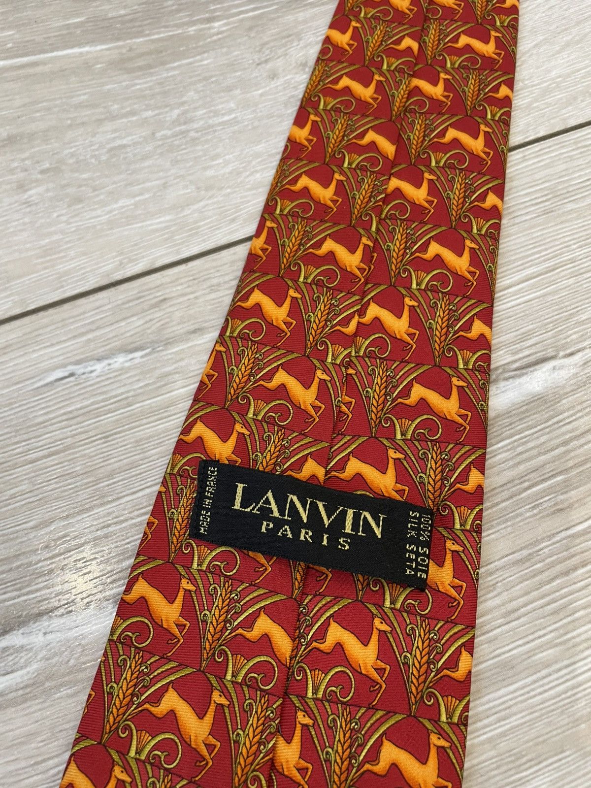 Designer × Lanvin × Vintage Rare Vintage Lanvin Paris 100% Silk Tie Made In France Size ONE SIZE - 5 Thumbnail