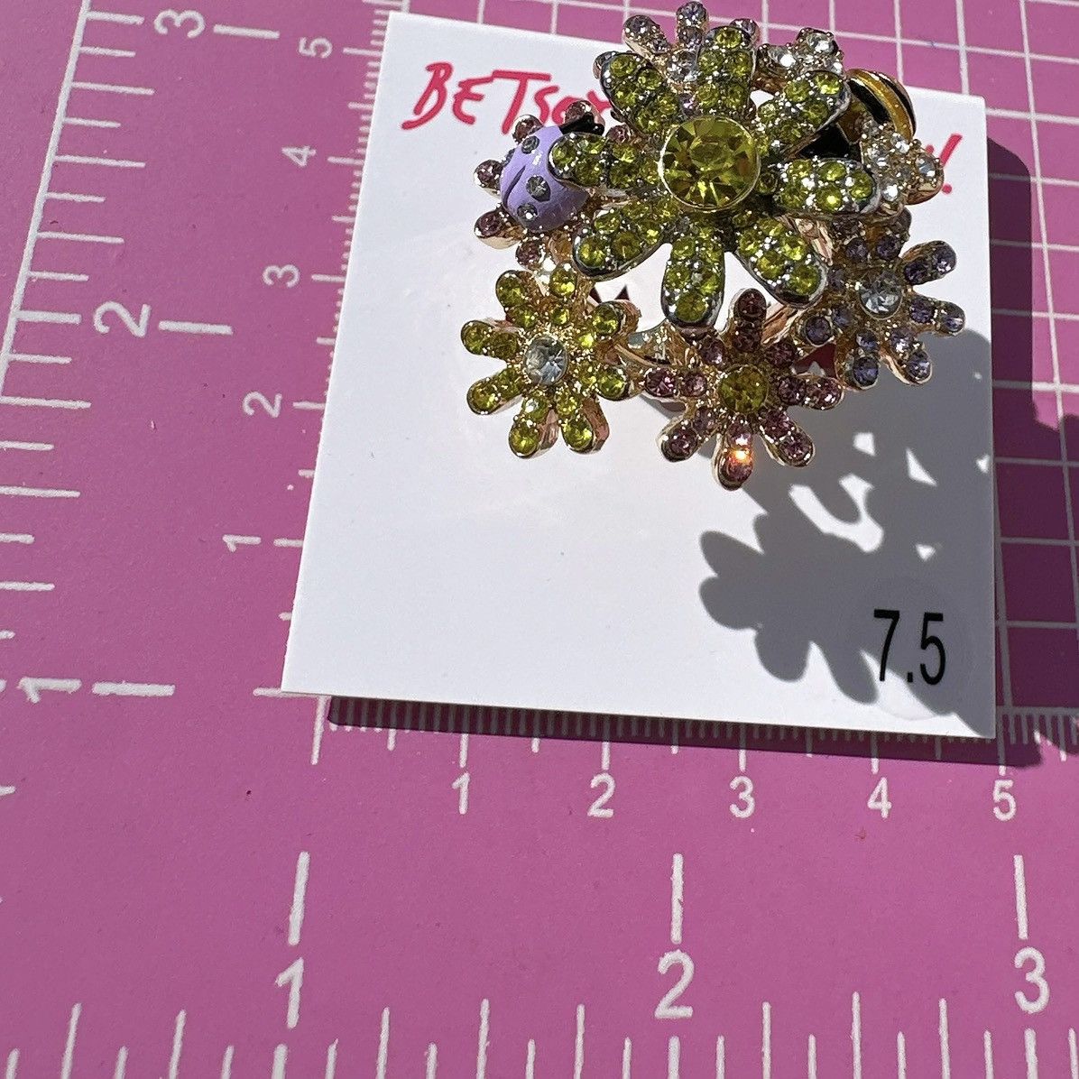 Betsey Johnson Betsey Johnson crystal paved yellow pink white flowers Size ONE SIZE - 8 Thumbnail
