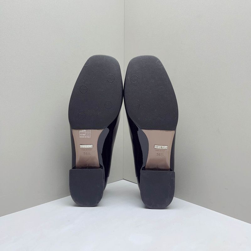 Gucci Gucci Black Patent Leather Heeled Flats with Diamond Buckle Size US 6.5 / EU 39-40 - 4 Thumbnail