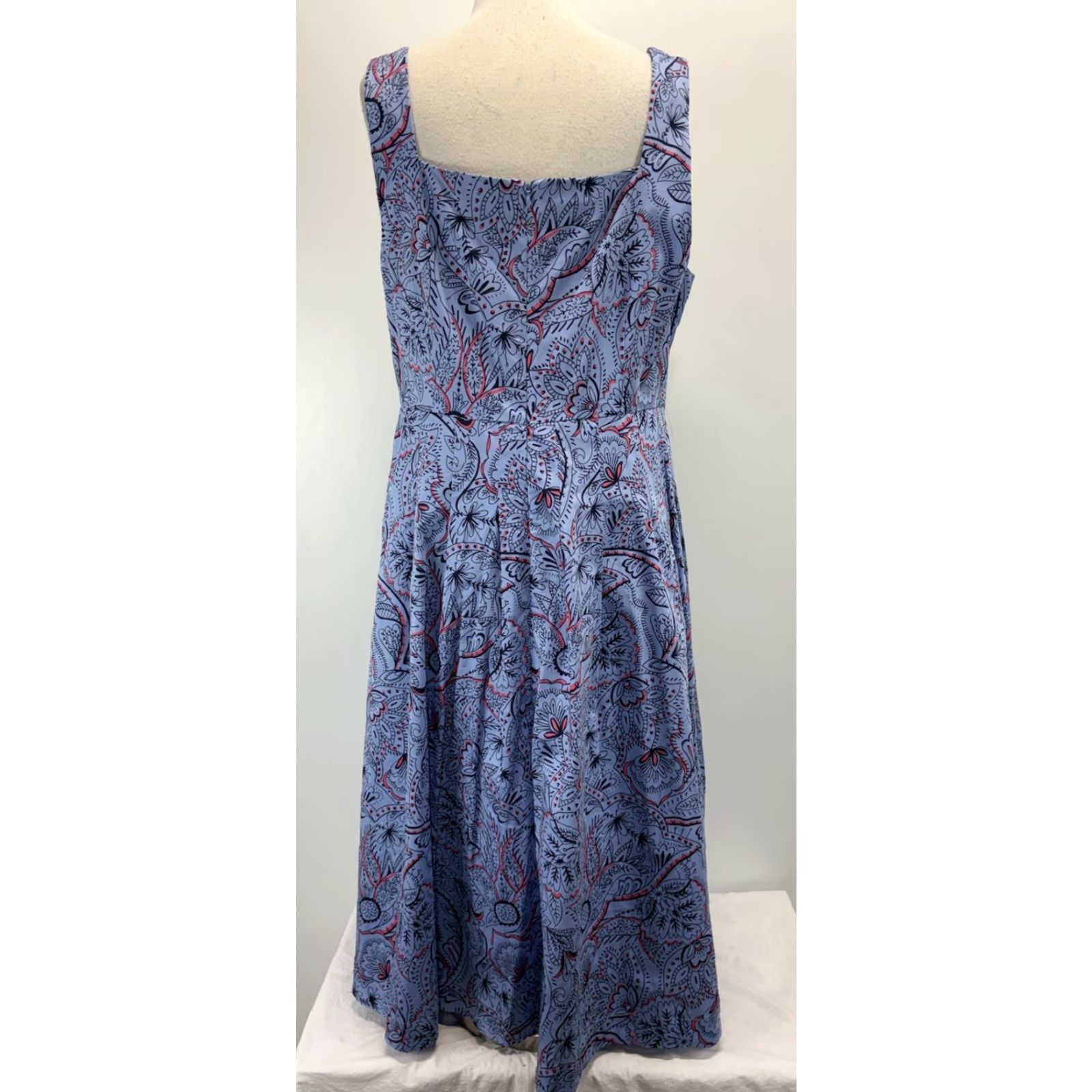 Boden Boden Aubrey Midi Dress Women’s 16 18 Blue Paisley Pleated Fit & Flare Tea Dress Size 38" / US 16 / IT 52 - 3 Thumbnail
