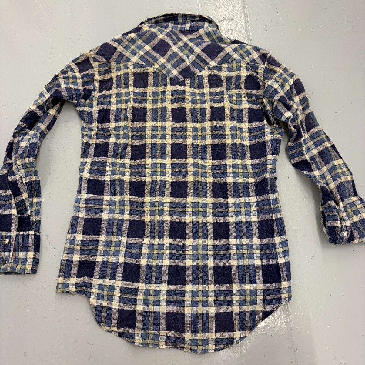 Other Vintage 60s Blue Plaid Cotton Western Pearl Snap Flannel Size US L / EU 52-54 / 3 - 3 Thumbnail