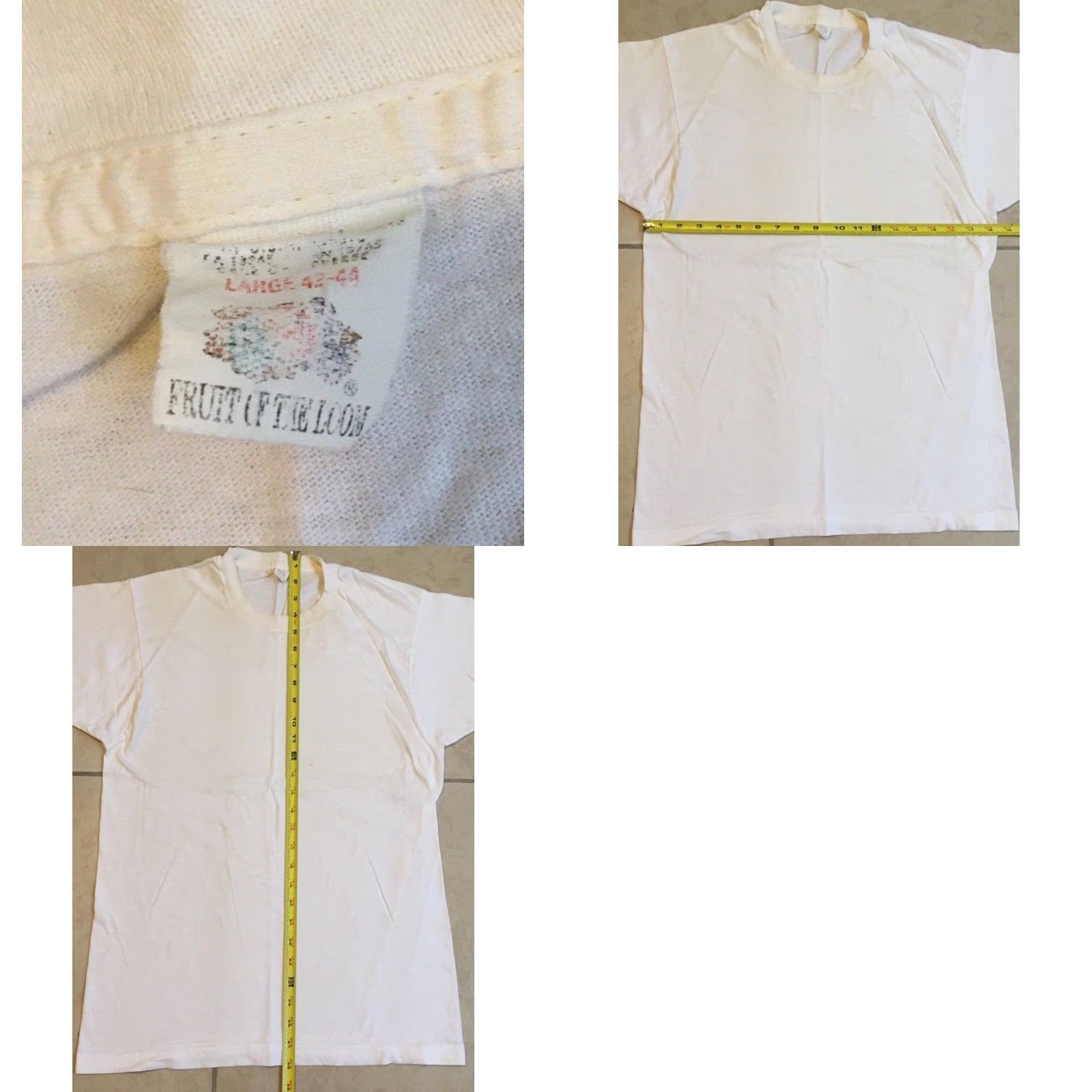 Fruit Of The Loom VINTAGE Fruit of the Loom Shirt Men M White 90s Grunge Punk Biker Surf Skate USA Single Stitch Size US M / EU 48-50 / 2 - 9 Thumbnail