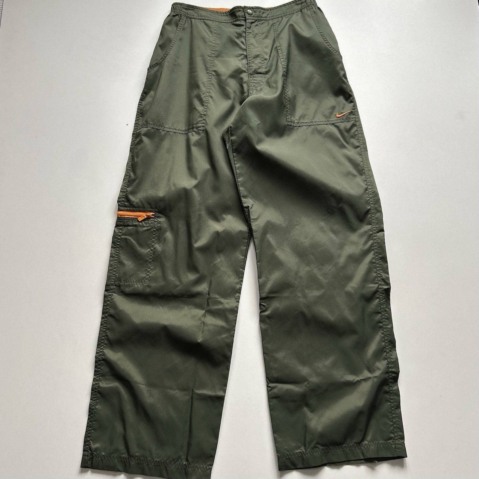 Vintage 90s Nike Pants Large Green Windbreaker Track Swoosh